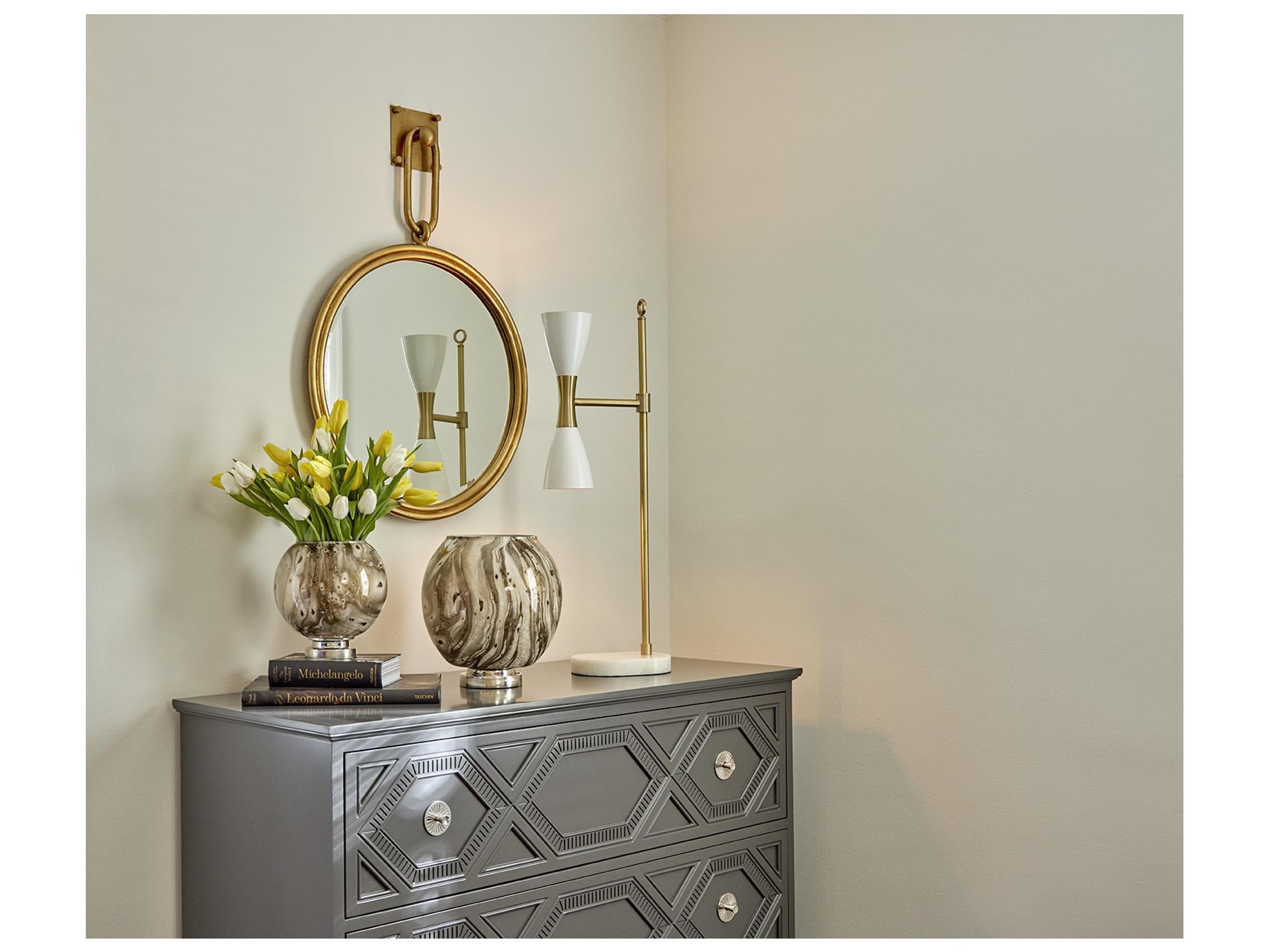 Wildwood Larry Laslo Antique Gold Leaf Clear Beveled Wall Mirror Round