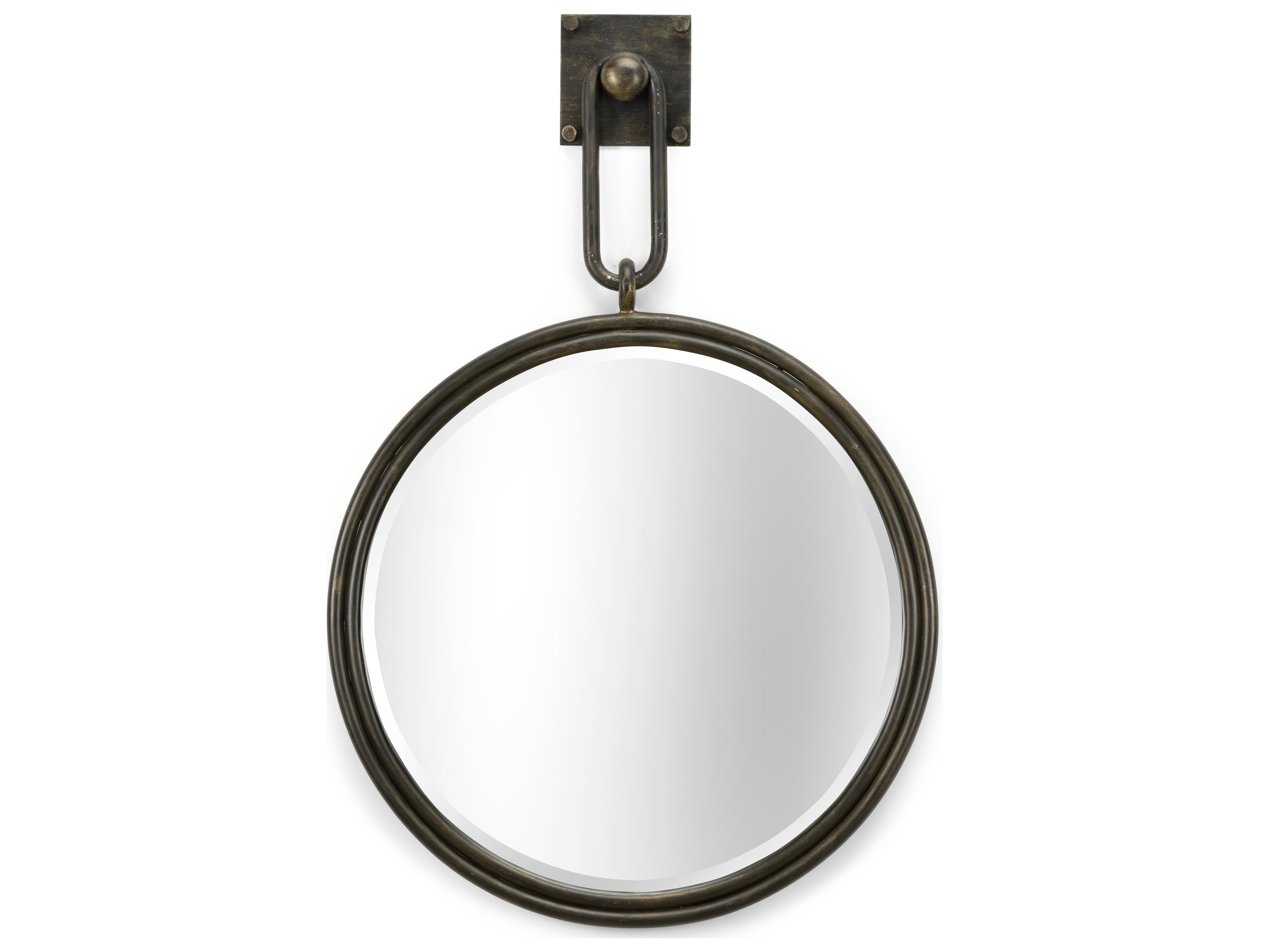 Larry Laslo Bronze Beveled Clear Wall Mirror Round
