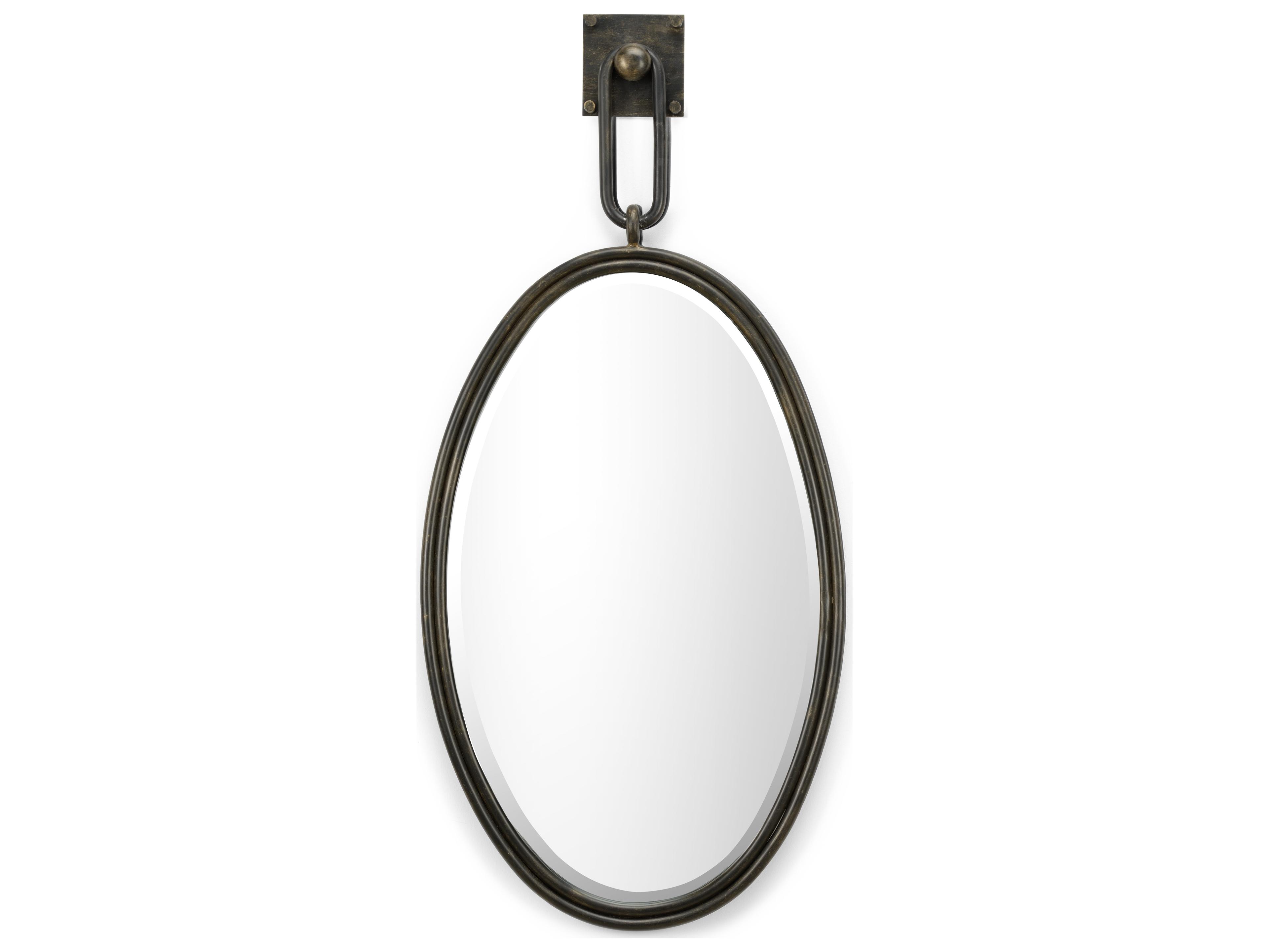 Larry Laslo Bronze Beveled Clear Wall Mirror Oval