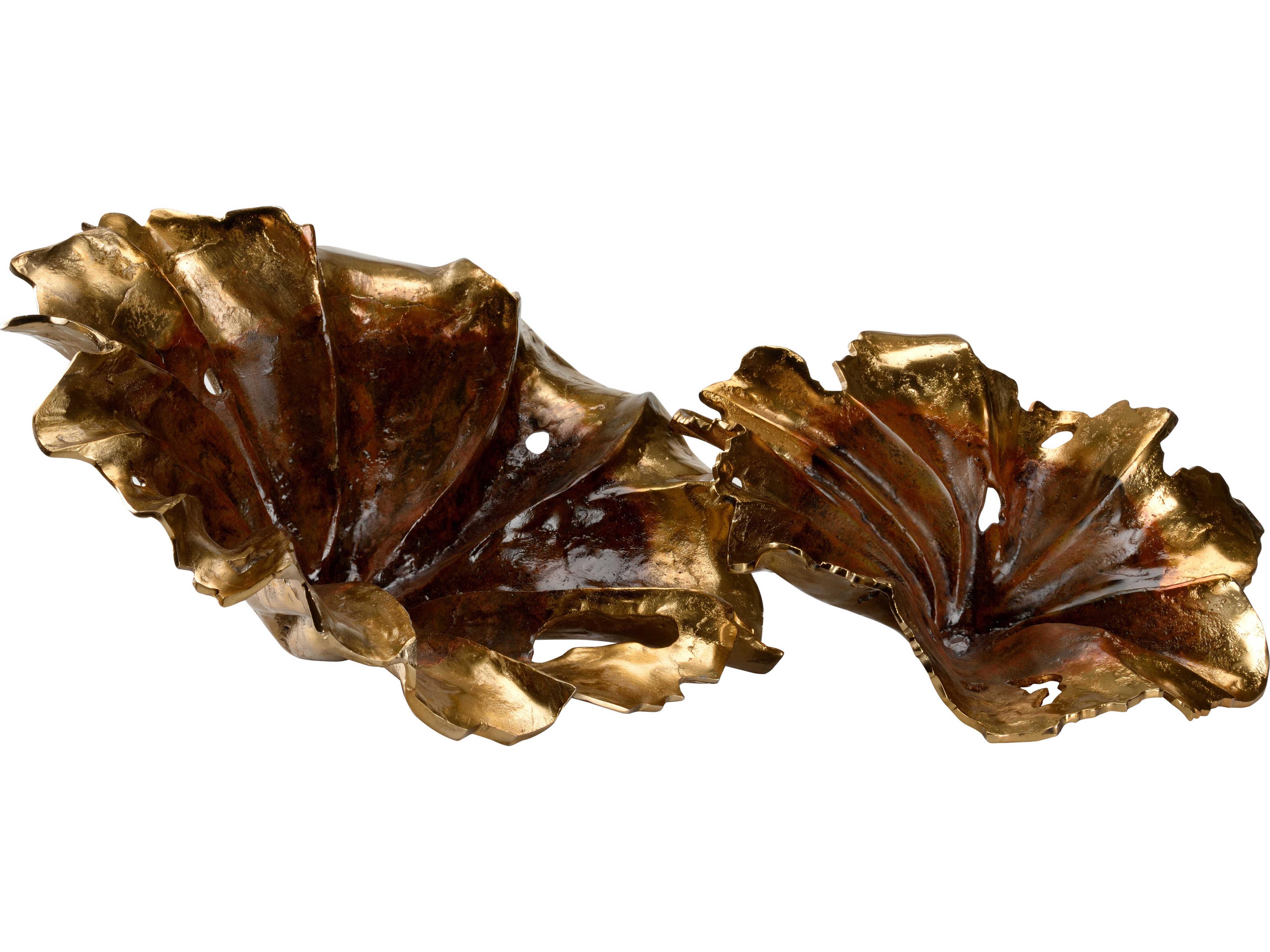 Wildwood Rustic Gold Aluminum Leaf Set of 2