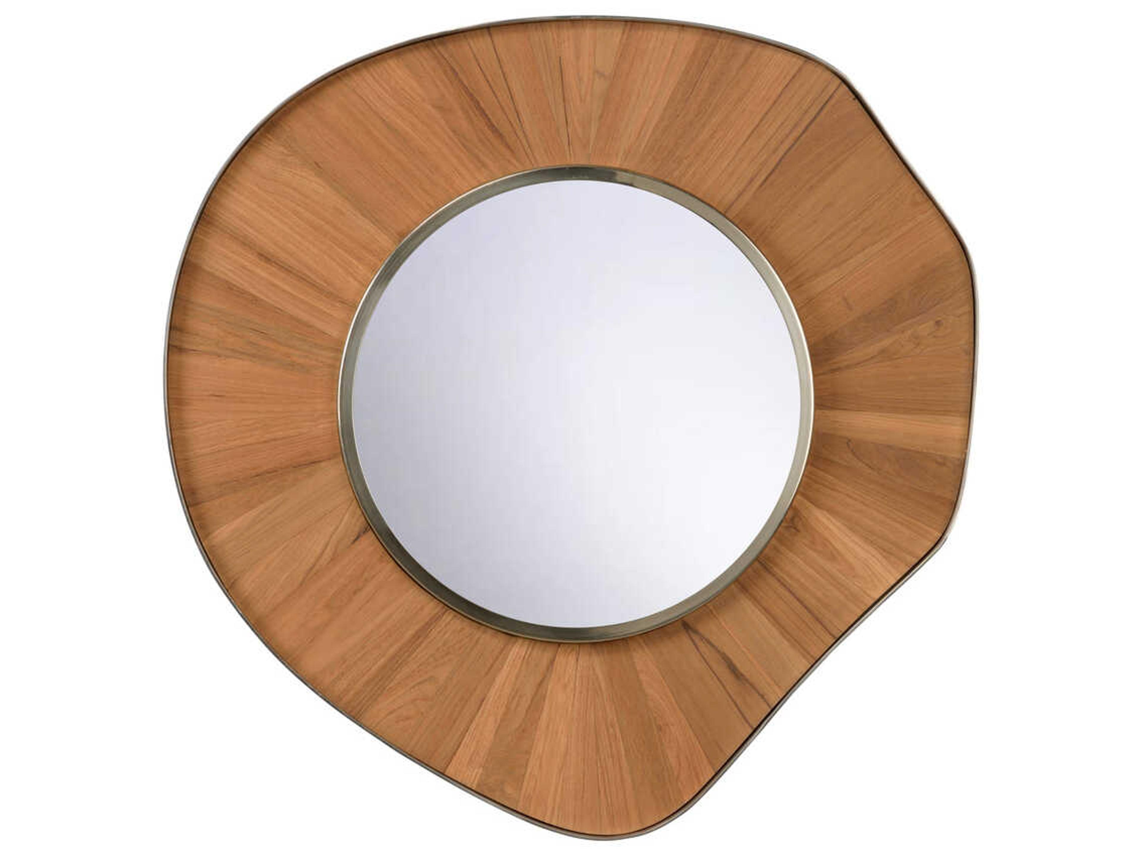 Pith Organic Brushed Nickel Round Wall Mirror