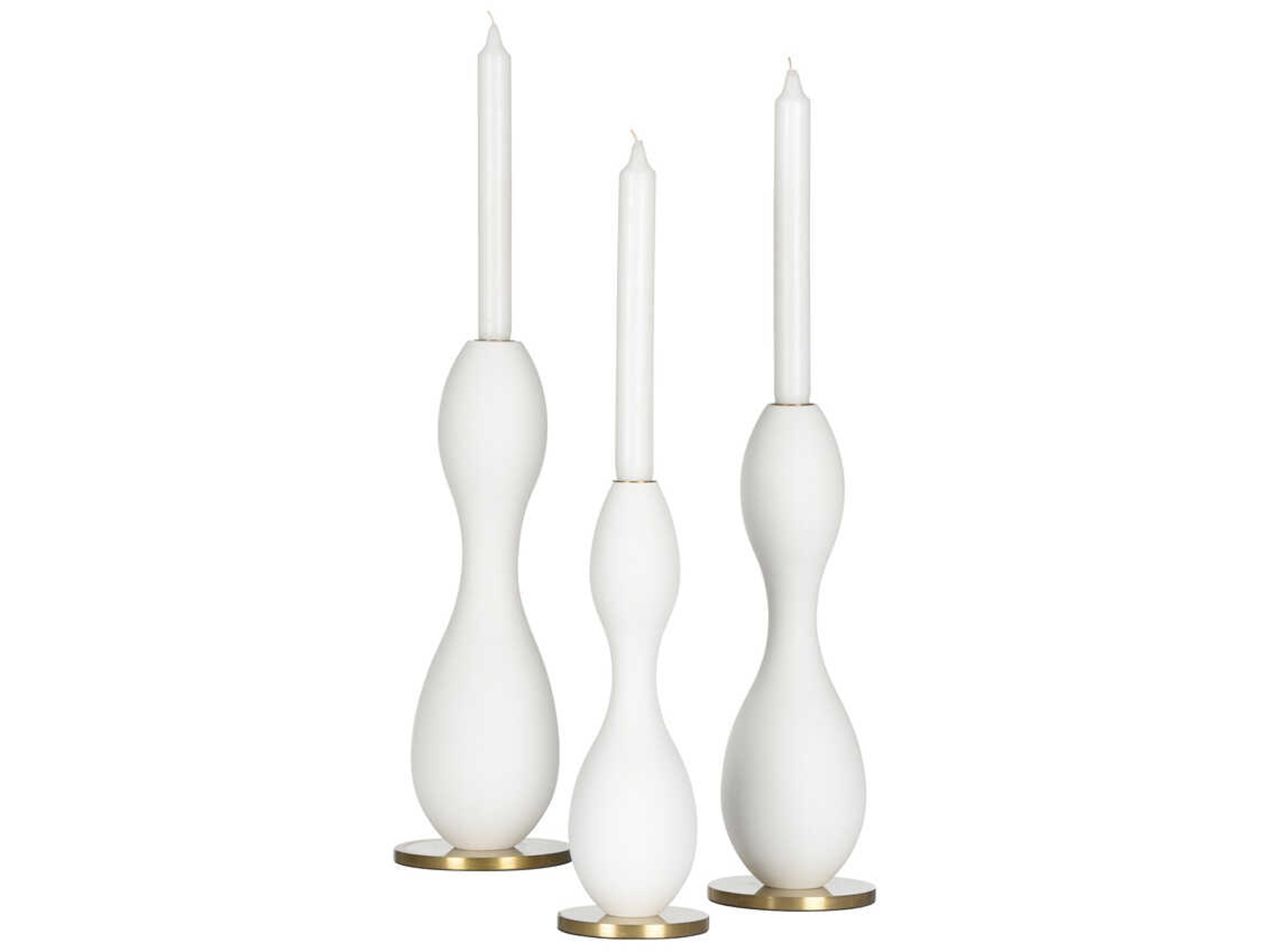Wildwood Brunswik White Candleholder Set of 3