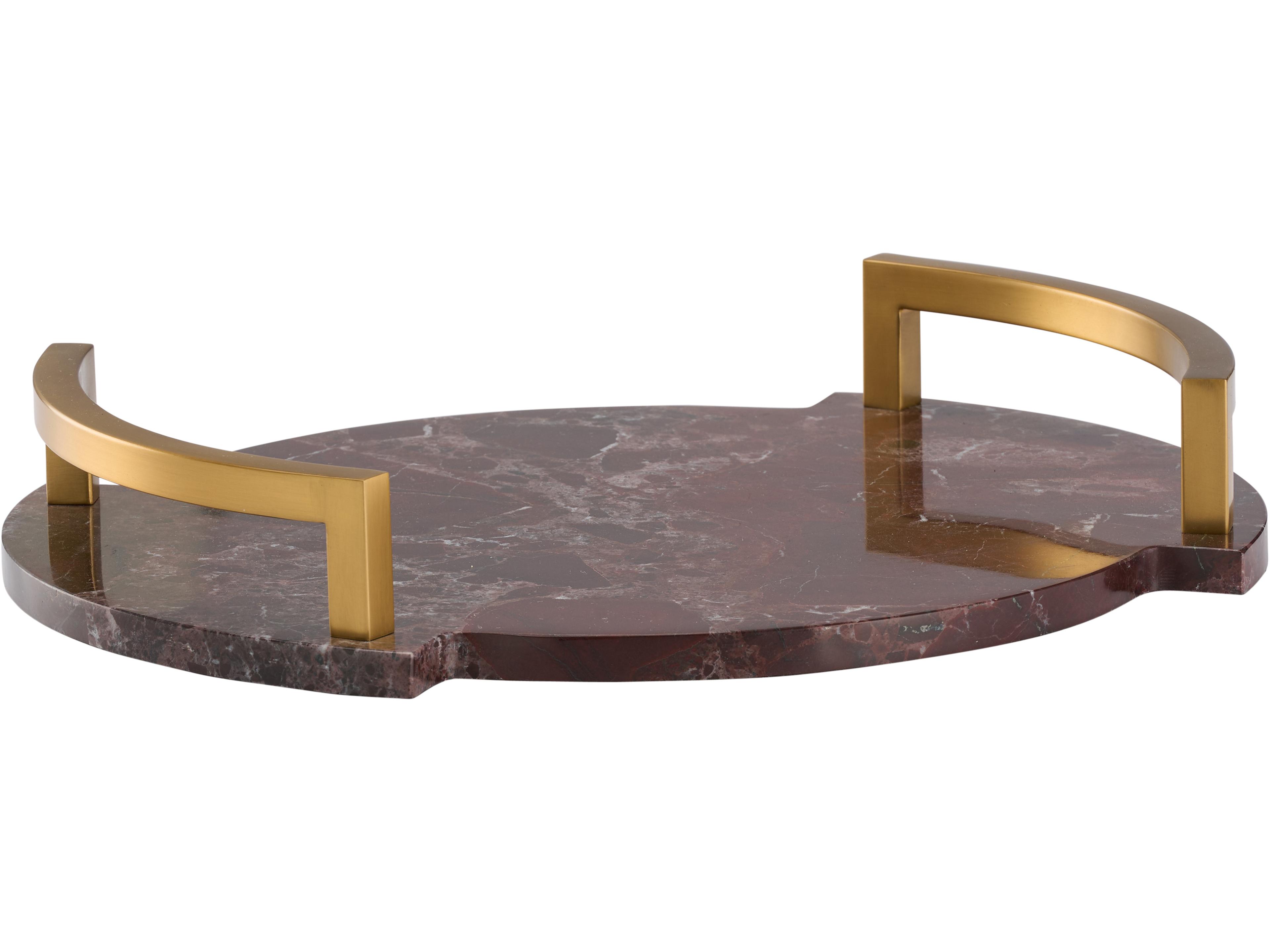 Natural Dark Red Antique Brass Serving Tray