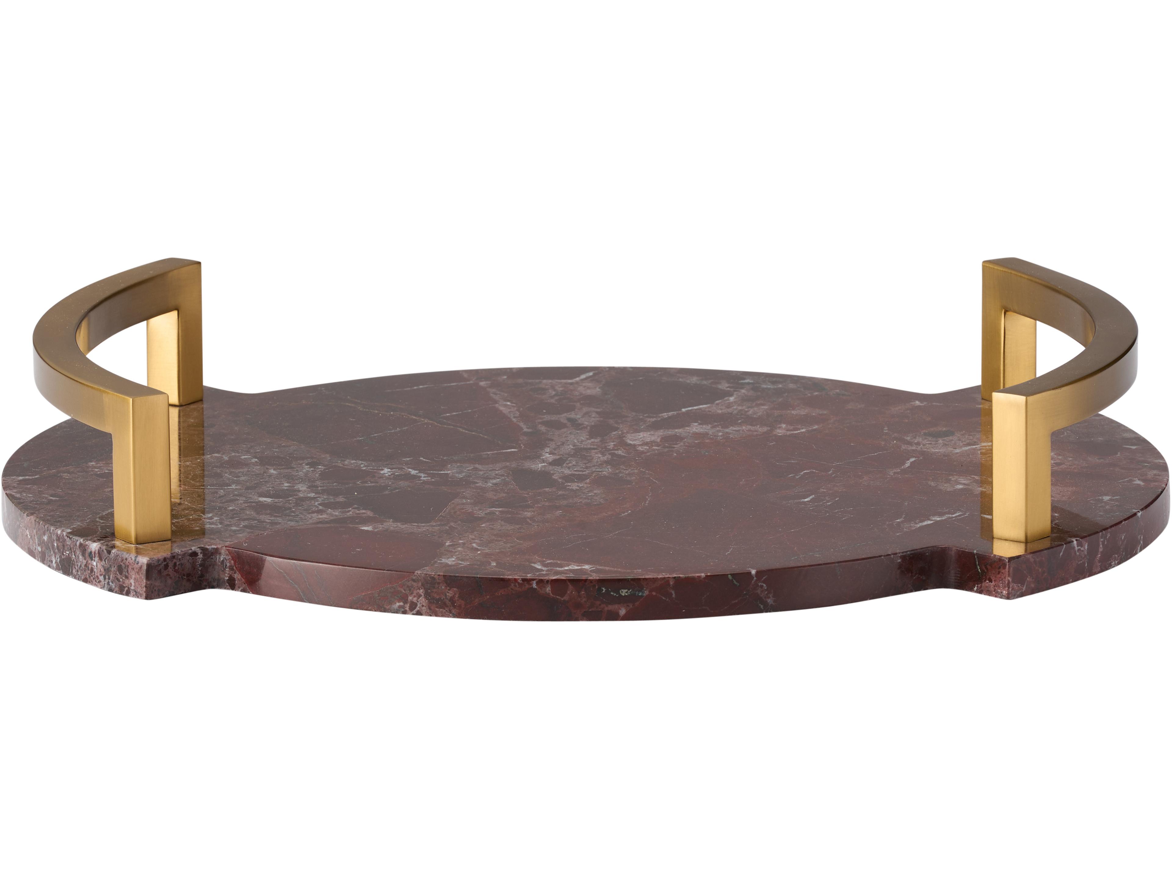 Wildwood Natural Dark Red Antique Brass Serving Tray