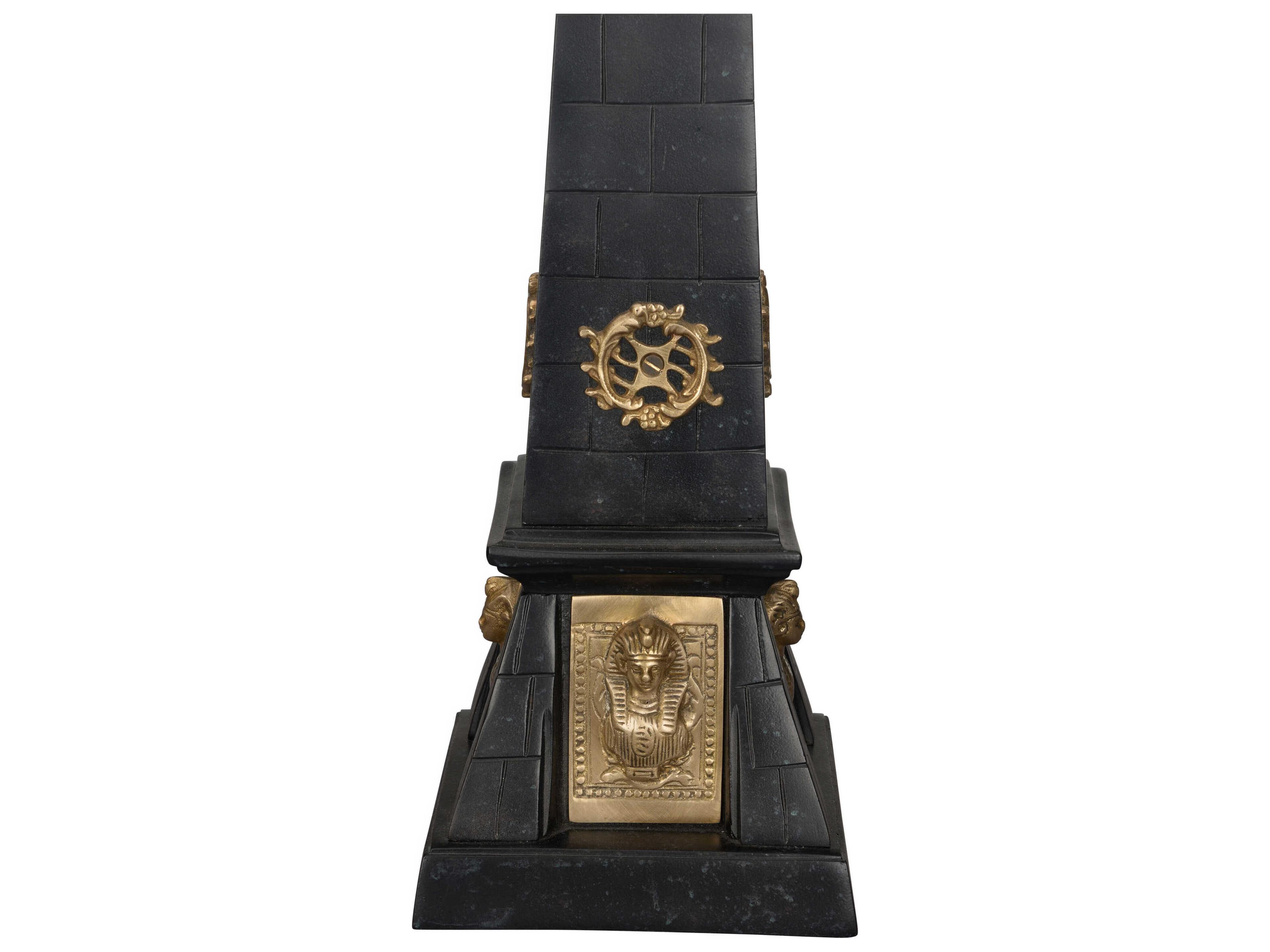 Wildwood Victory Faux Black Stone Antique Brass Obelisk