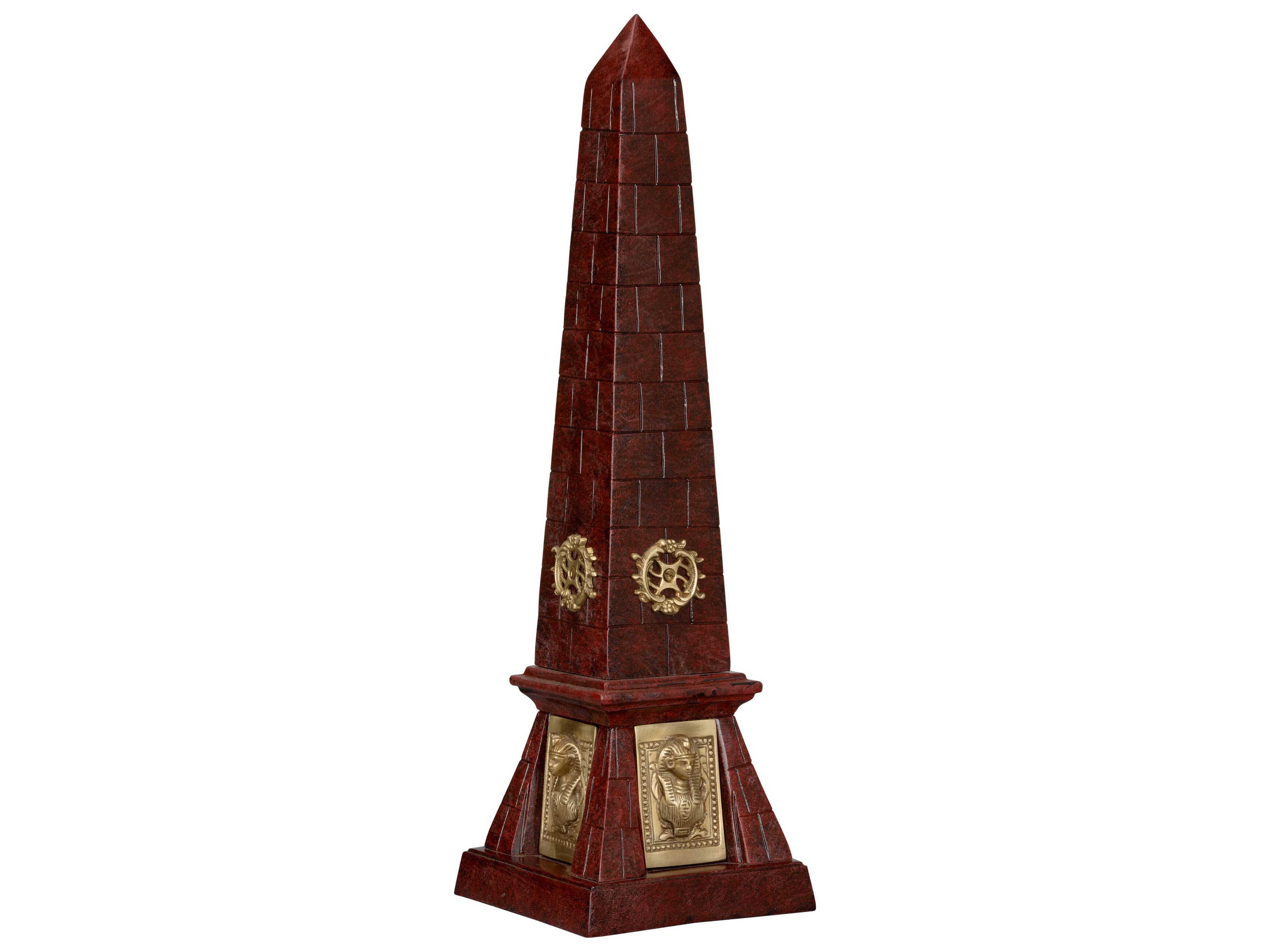 Wildwood Victory Faux Cherry Stone Antique Brass Obelisk