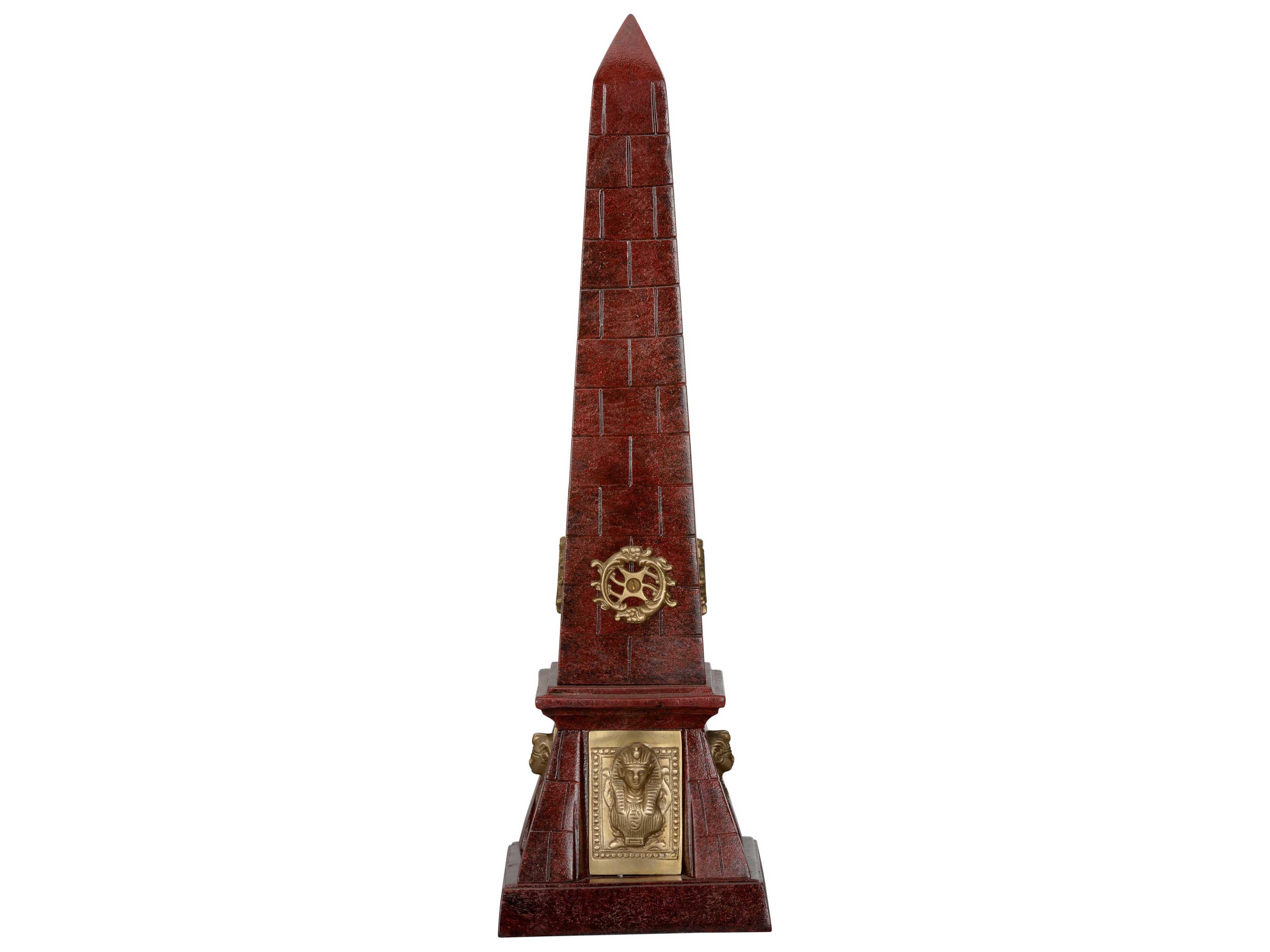 Wildwood Victory Faux Cherry Stone Antique Brass Obelisk