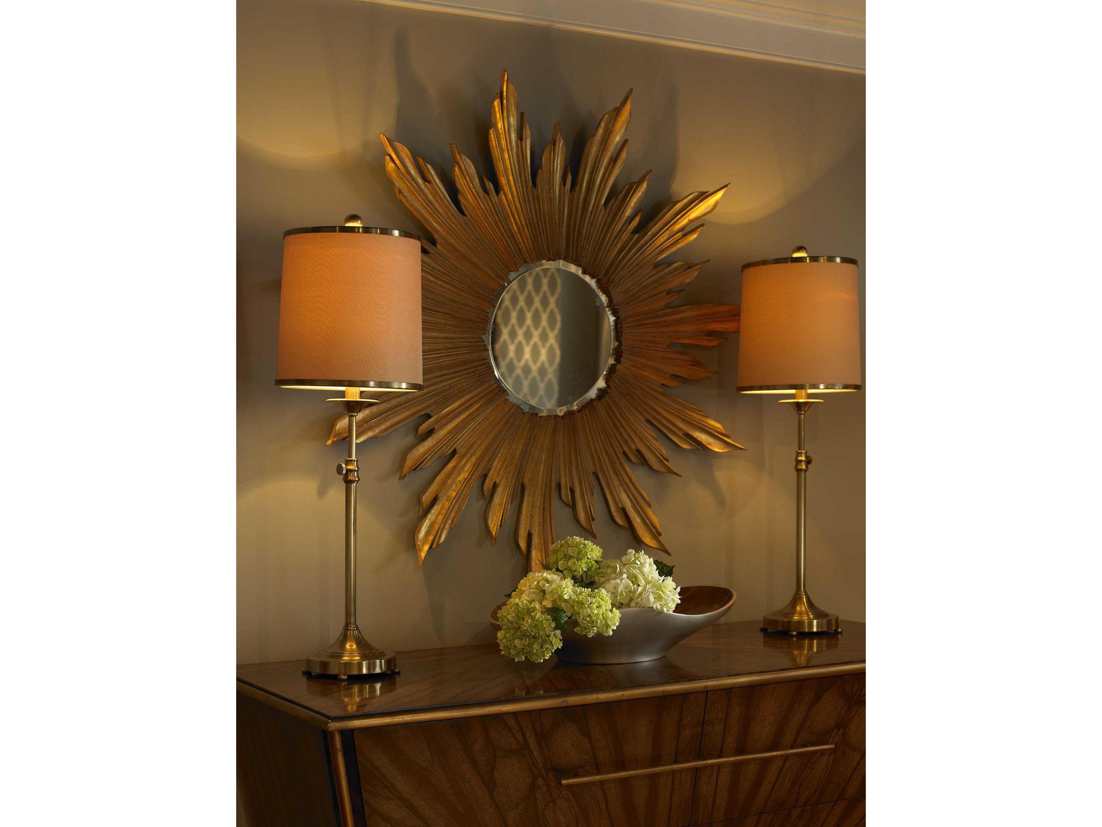 Wildwood Adjustable Antique Brass Patina Tan Silkette Buffet Lamp