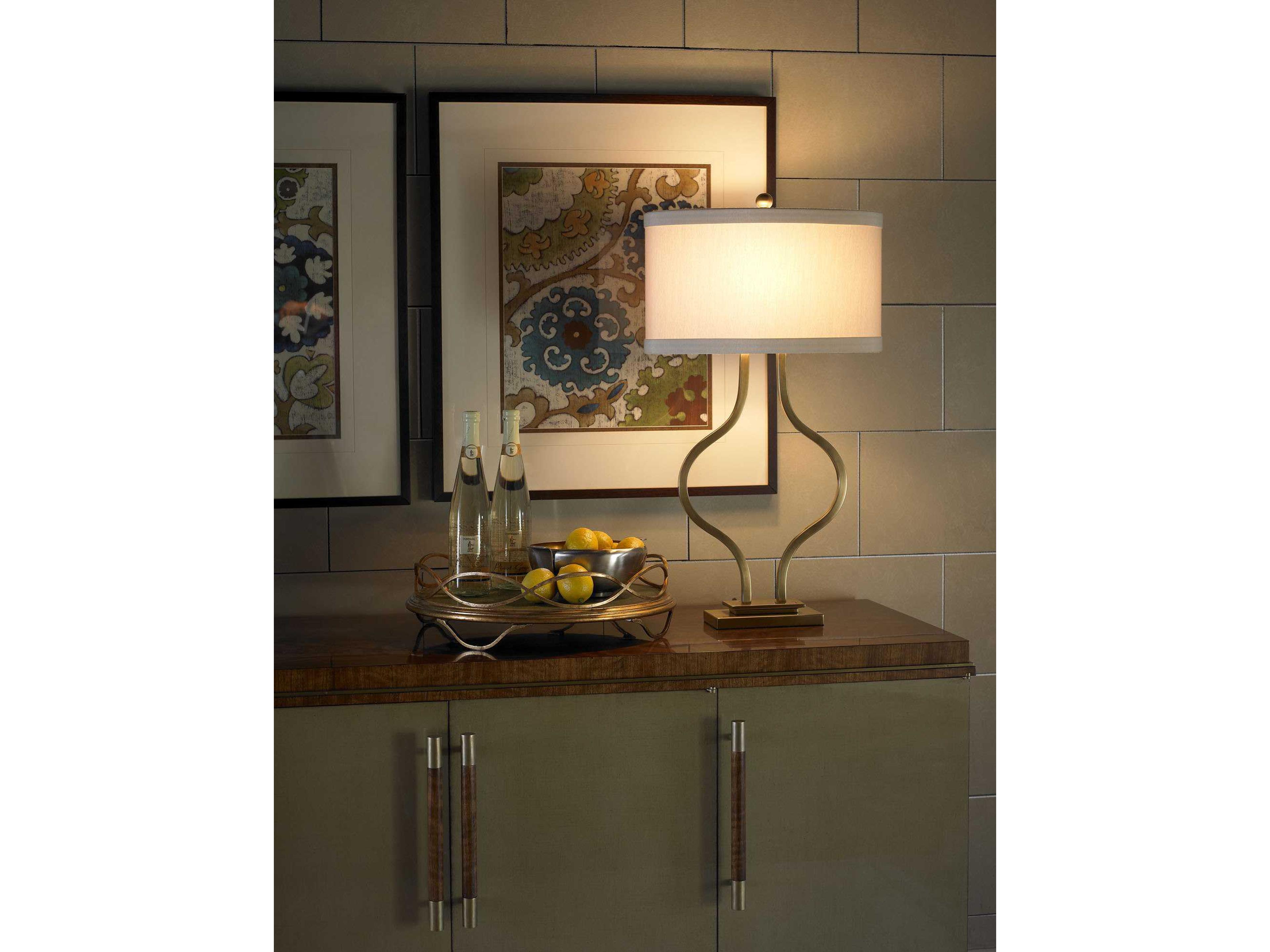 Wildwood Brass Bow Antique Light Taupe Silkette Buffet Lamp