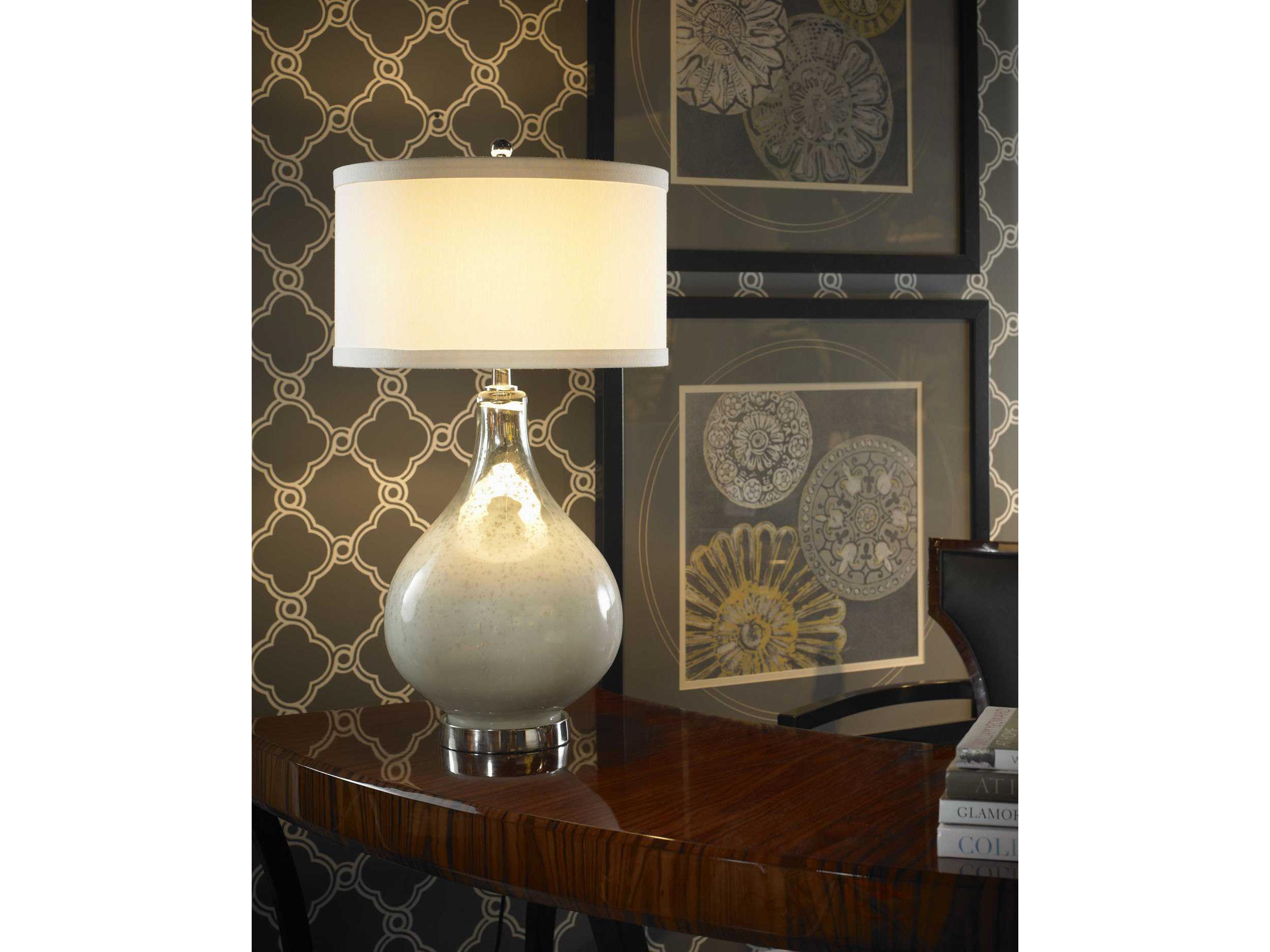 Wildwood Milky Bottle Gray Eggshell Silkette Nickel Buffet Lamp