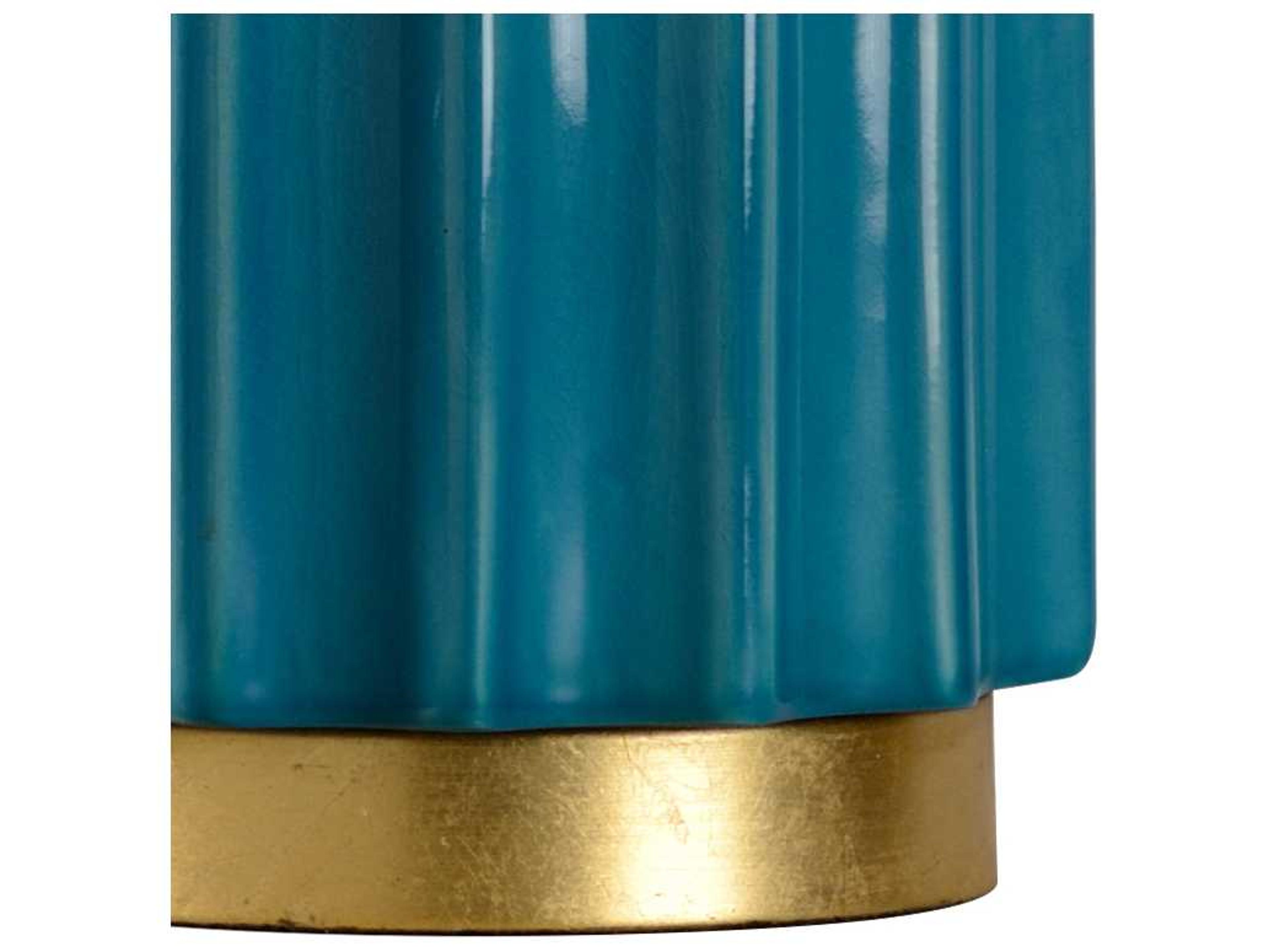 Wildwood Mythos Teal Off White Linen Blue Buffet Lamp