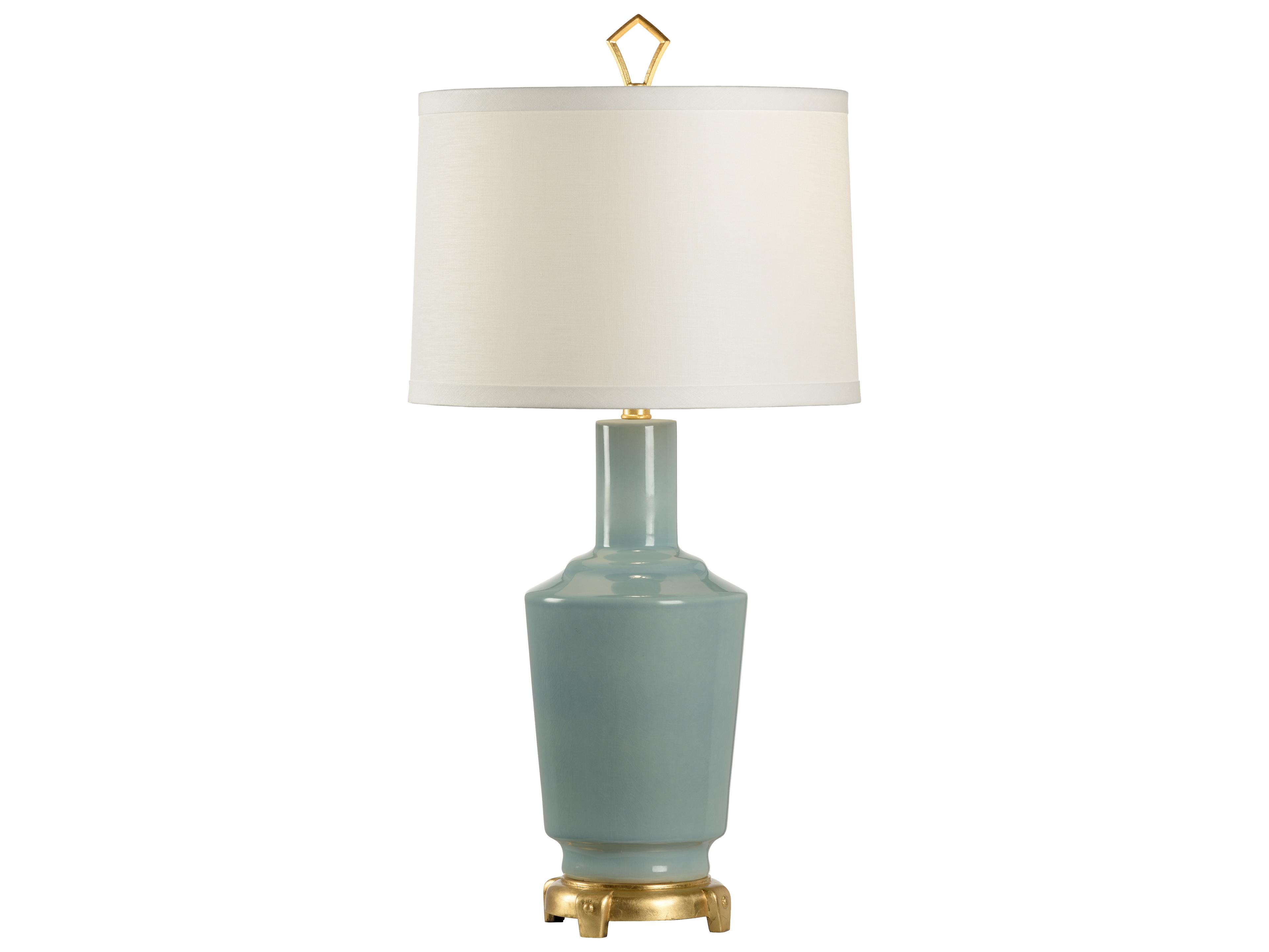 Emma Sea Mist Green Ivory Linen Buffet Lamp