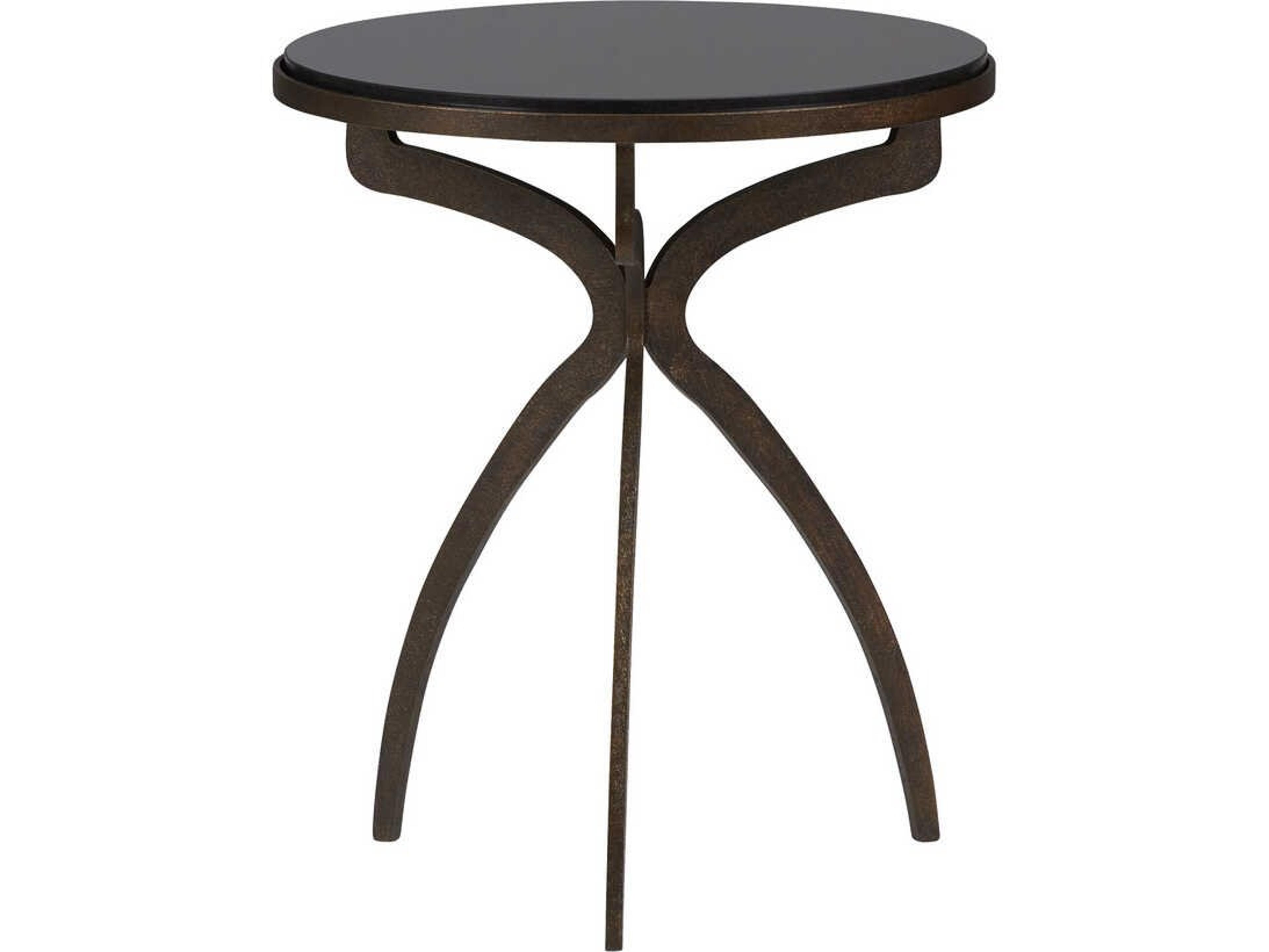 Drake Round Marble Bronze End Table