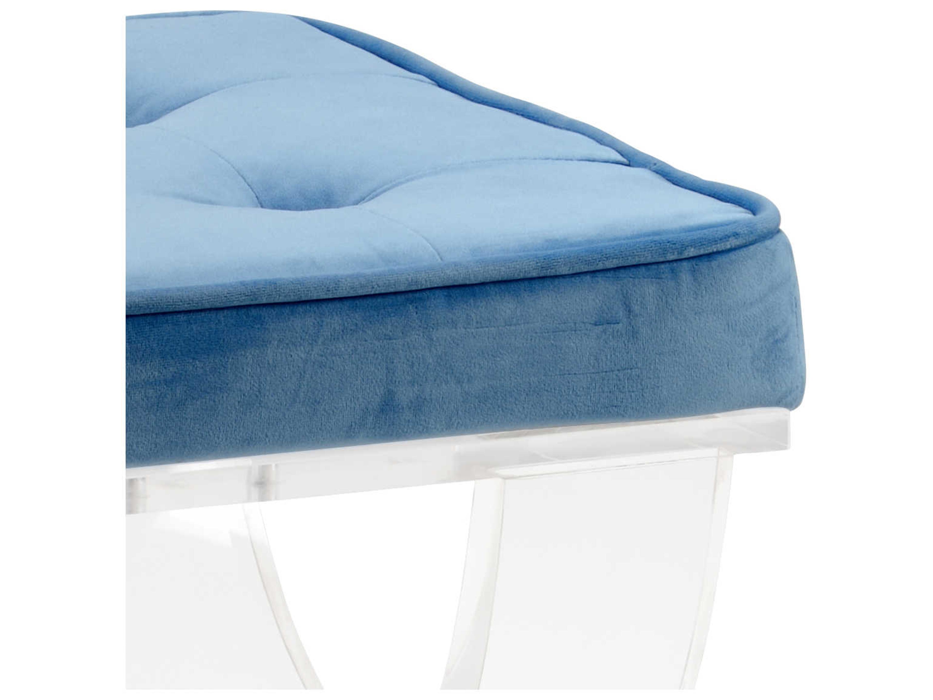Wildwood Harlow Blue Clear Upholstered Accent Bench