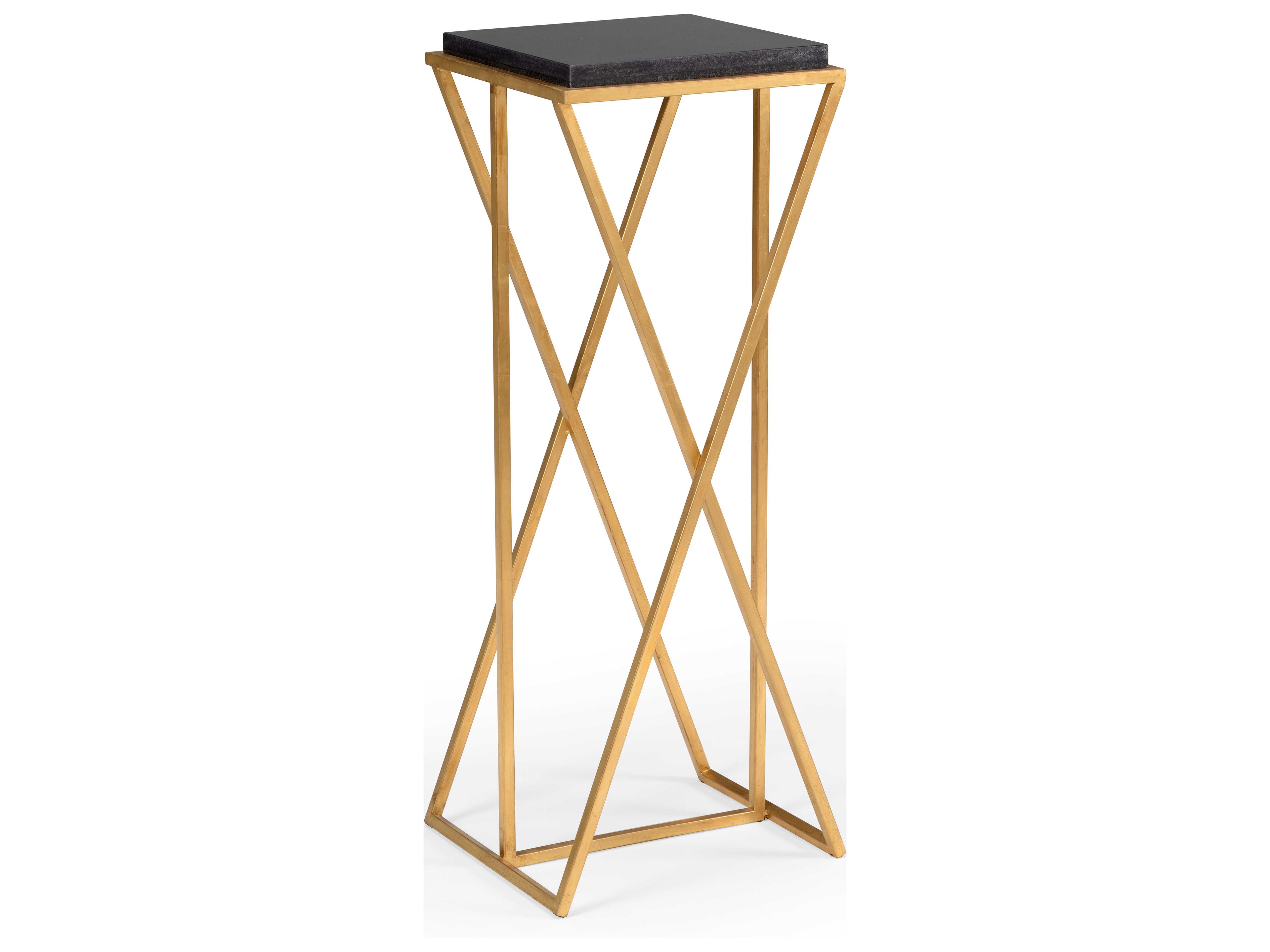 Malcolm Rectangular Stone Natural Black Gold Leaf End Table