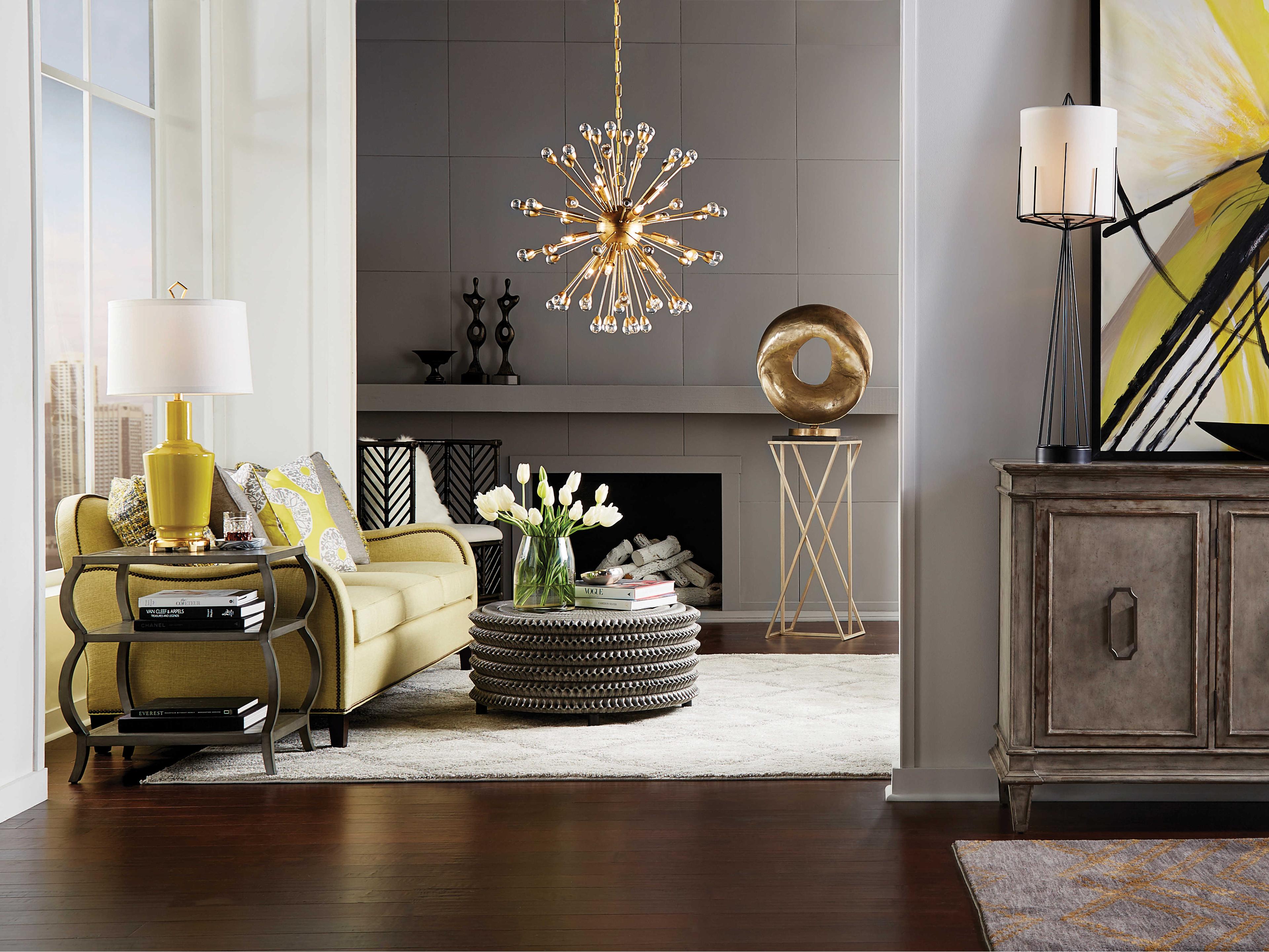 Wildwood Malcolm Rectangular Stone Natural Black Gold Leaf End Table