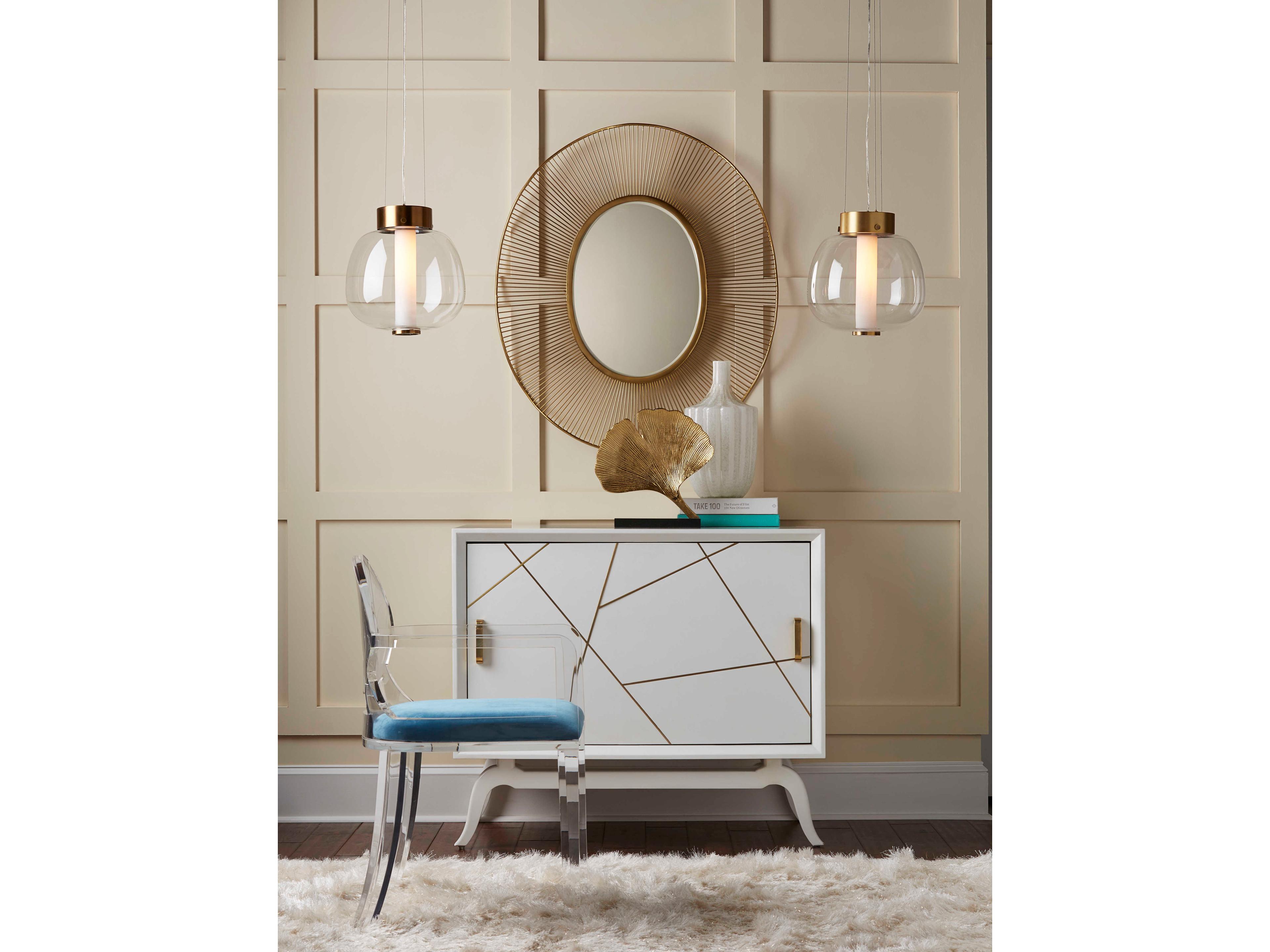 Wildwood Sinatra Solid Wood White Blue Gold Bar Cabinet