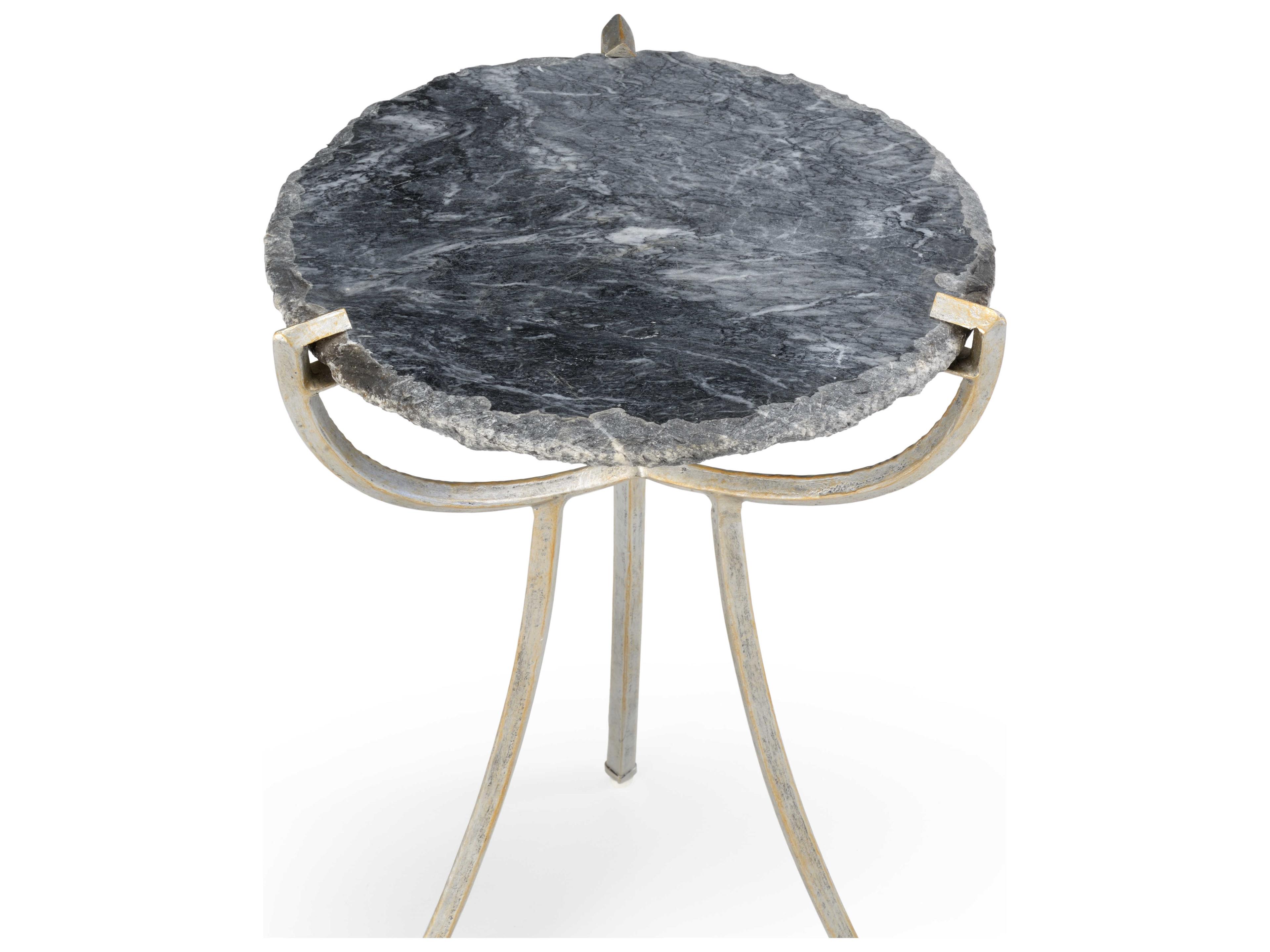 Wildwood Global Round Stone Natural Gray End Table