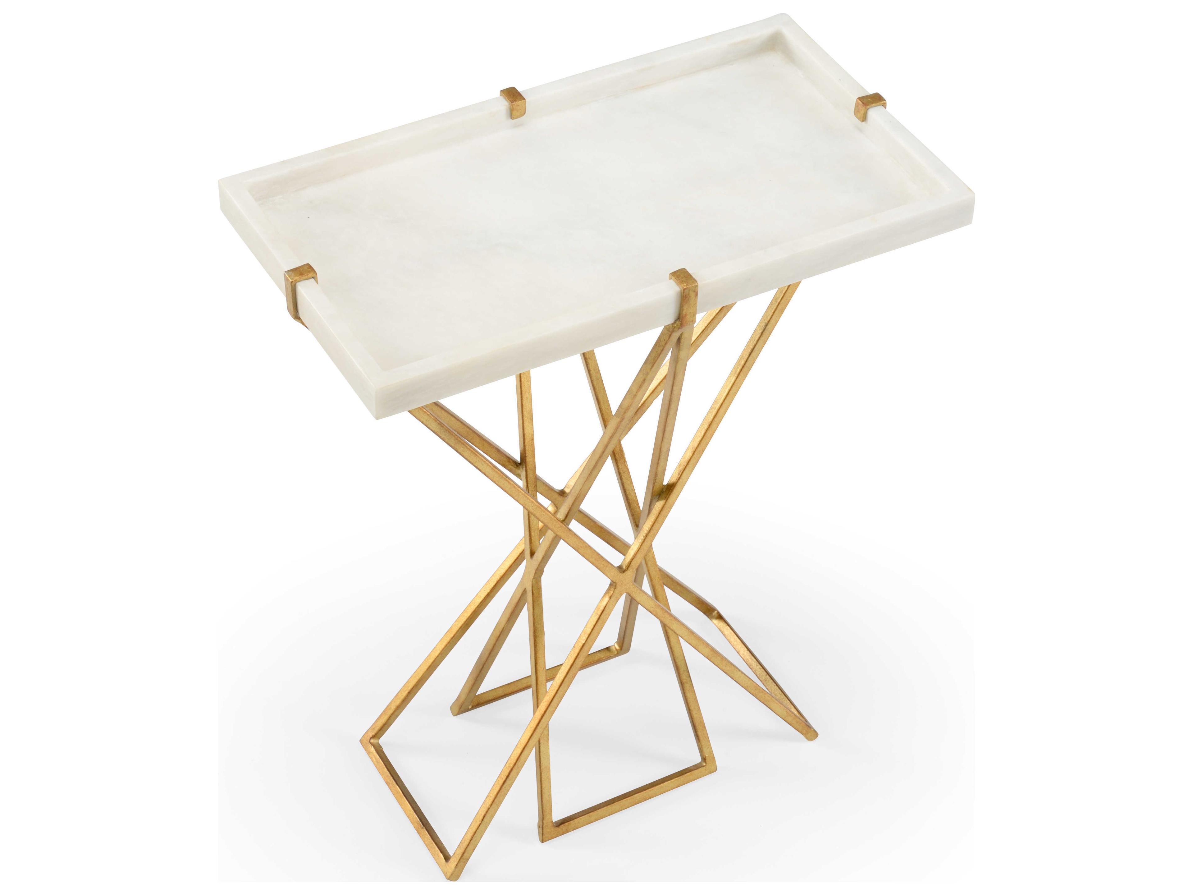 Wildwood Xavier Rectangular Stone Natural White Gold End Table