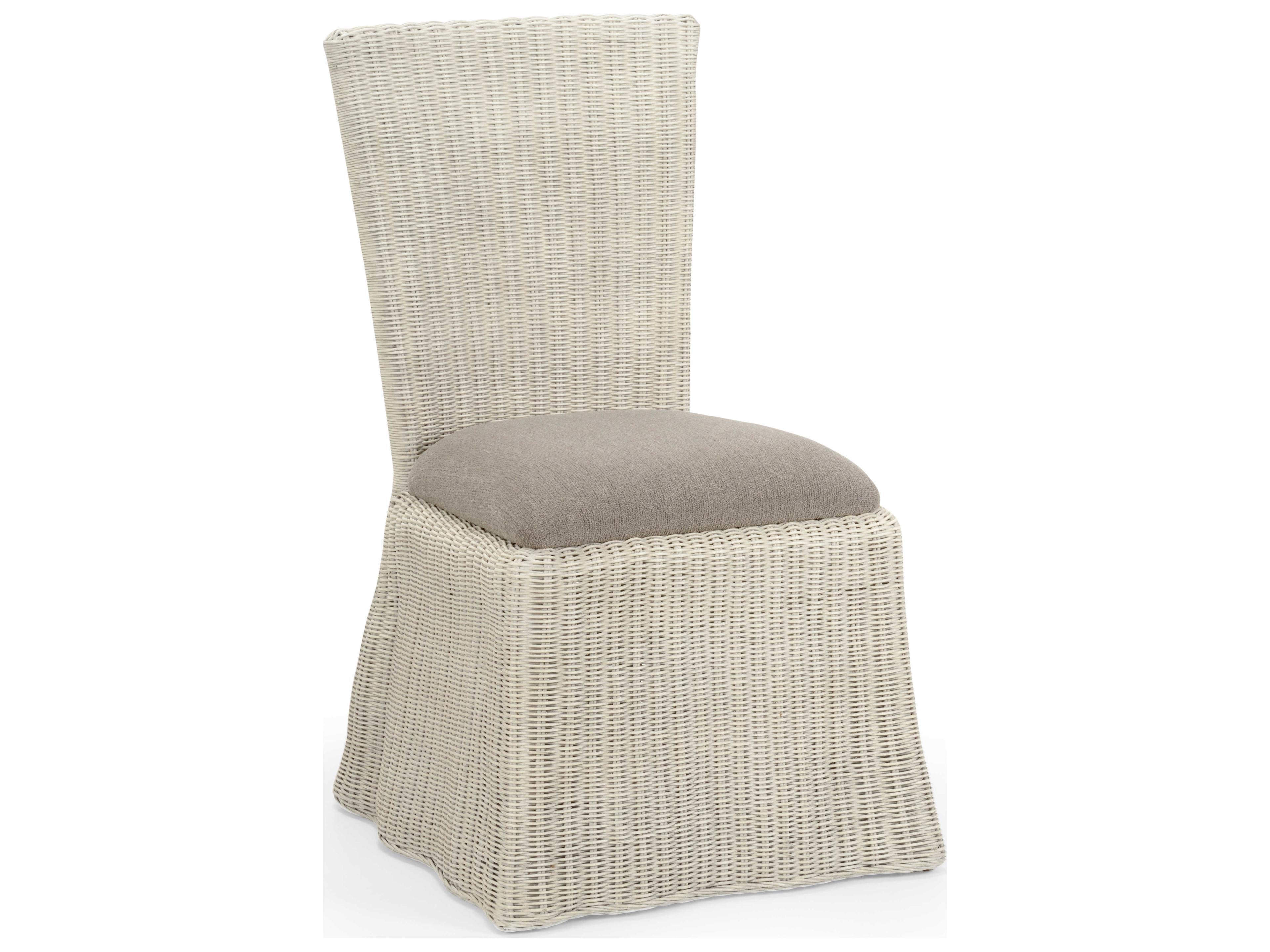 Savannah Rattan White Upholstered Side Dining Chair