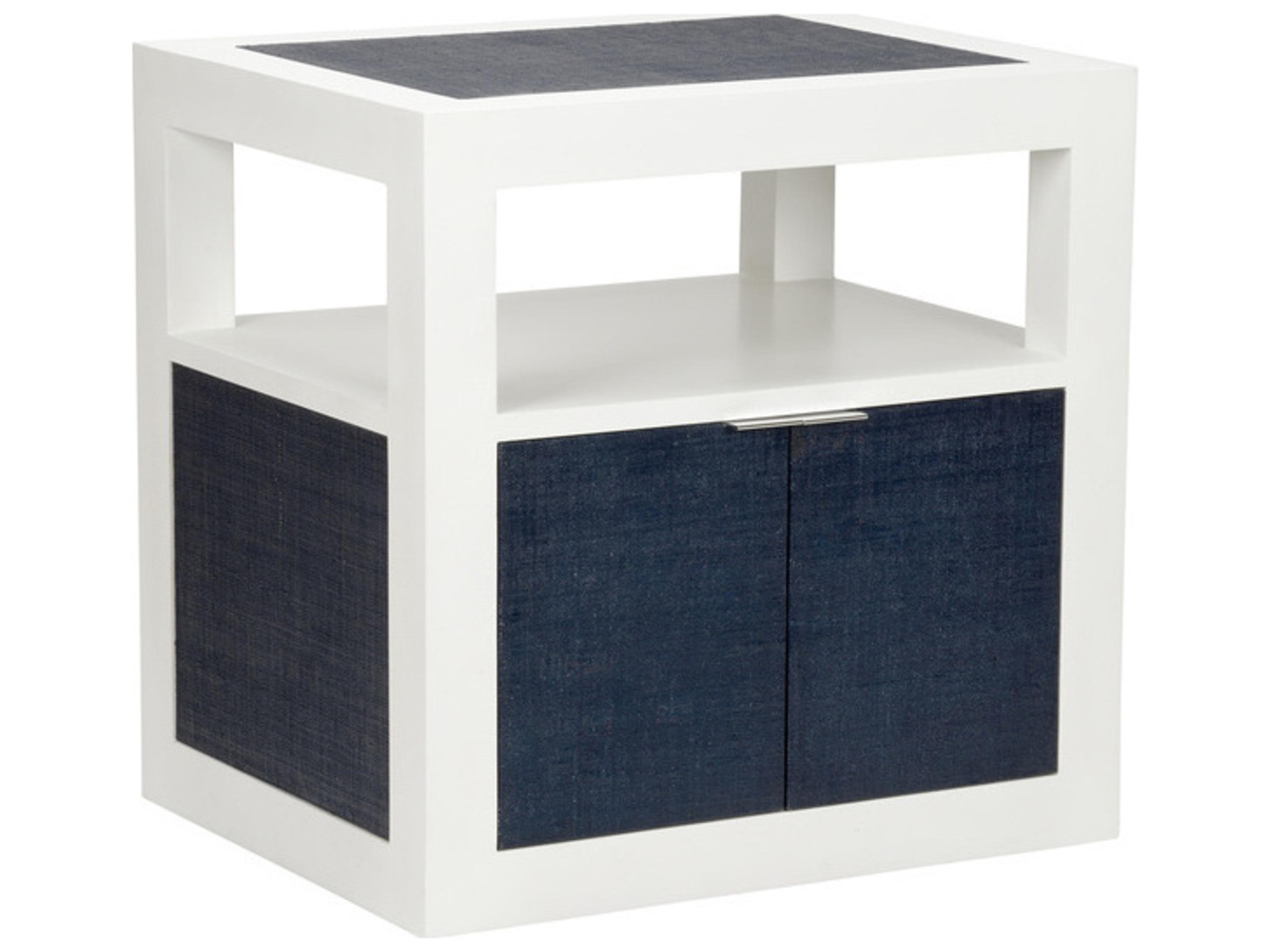La Costa Rectangular Fabric White Cream Blue End Table