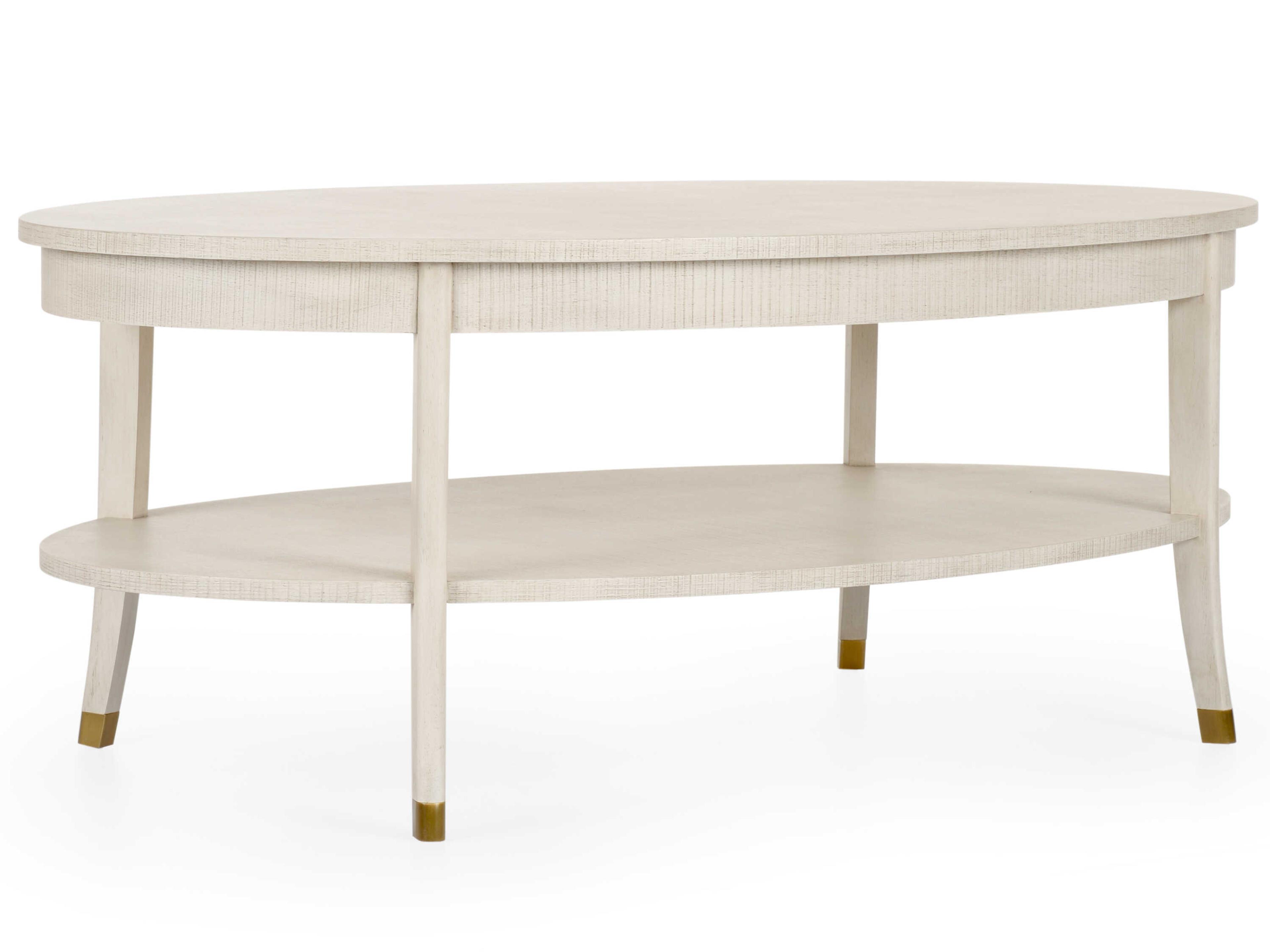 Oaklee Oval Wood Hand Finished Cerused Oak Coffee Table