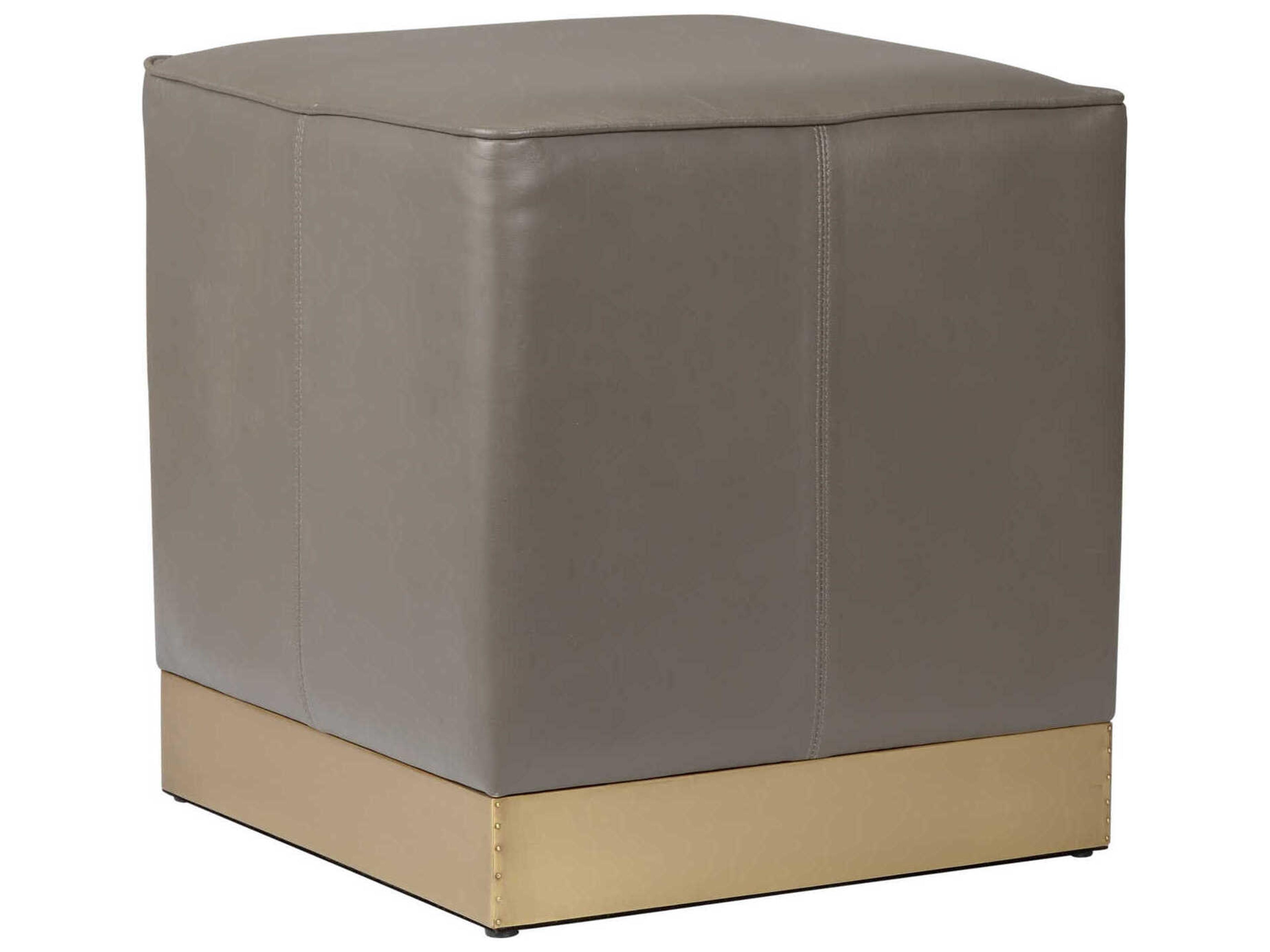 Dorian Gray Antique Brass Leather Accent Stool