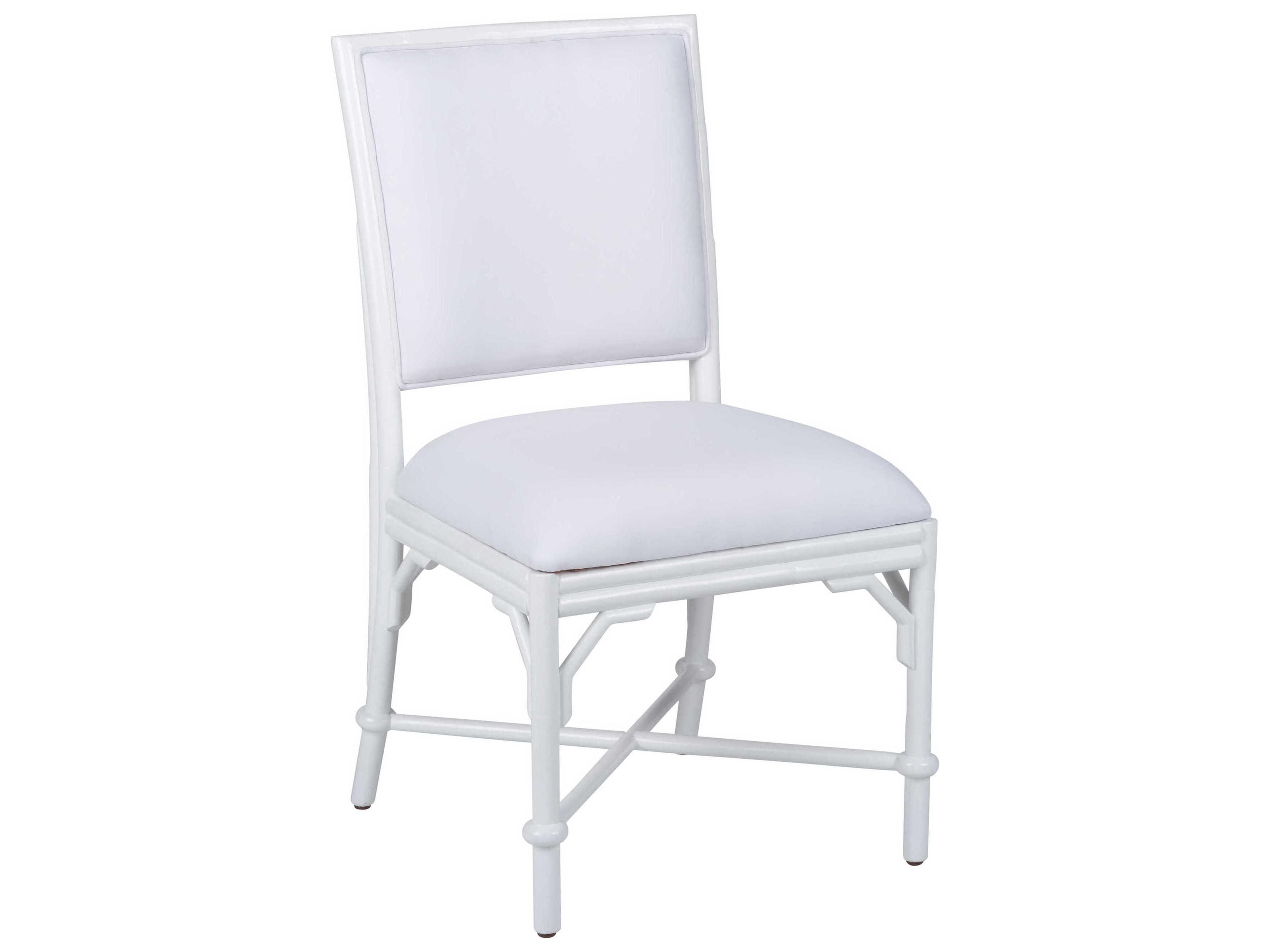 Ella Fabric Rattan White Upholstered Side Dining Chair