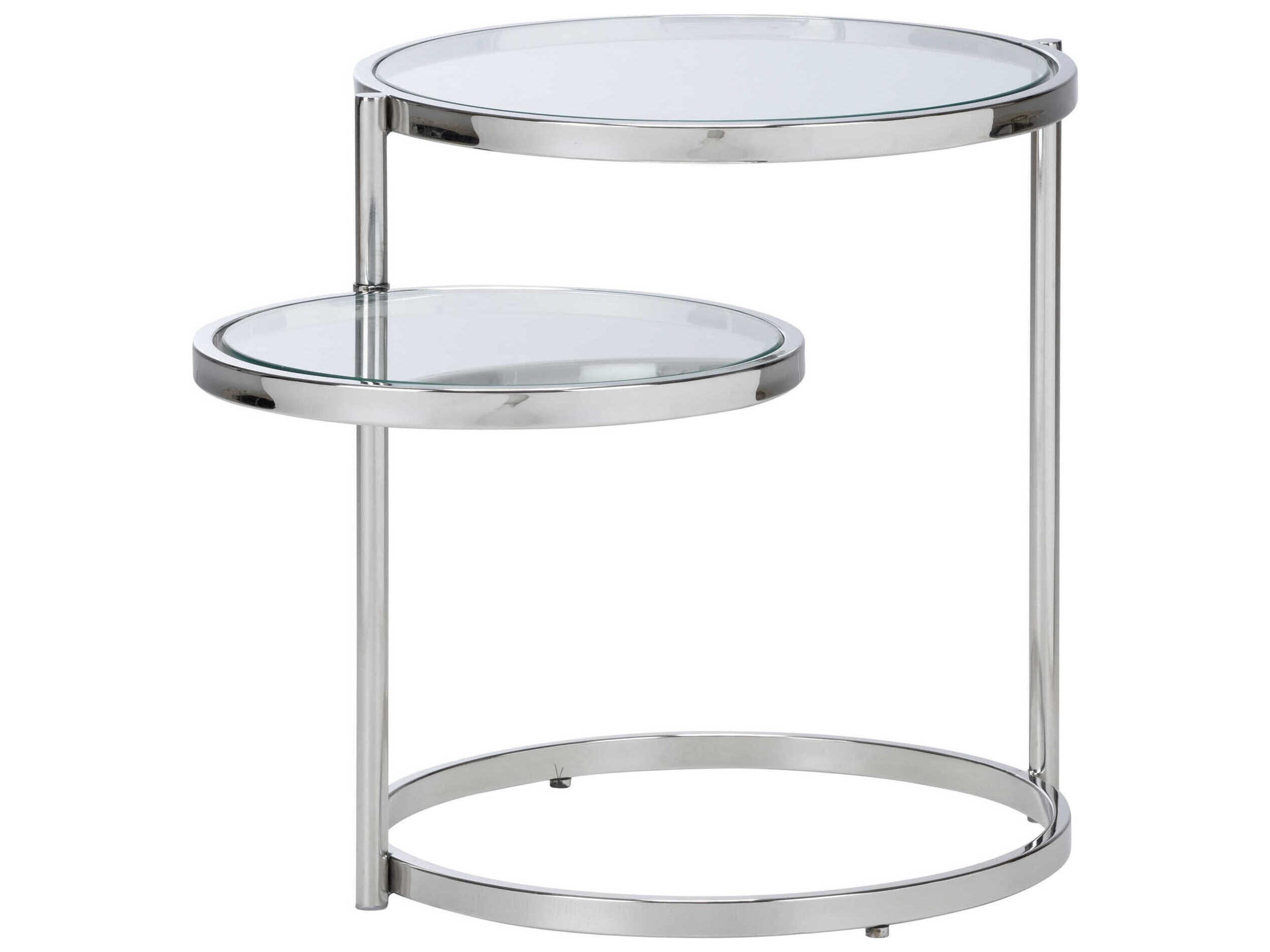 Wildwood Nickel Shelfie Round Glass Polished End Table