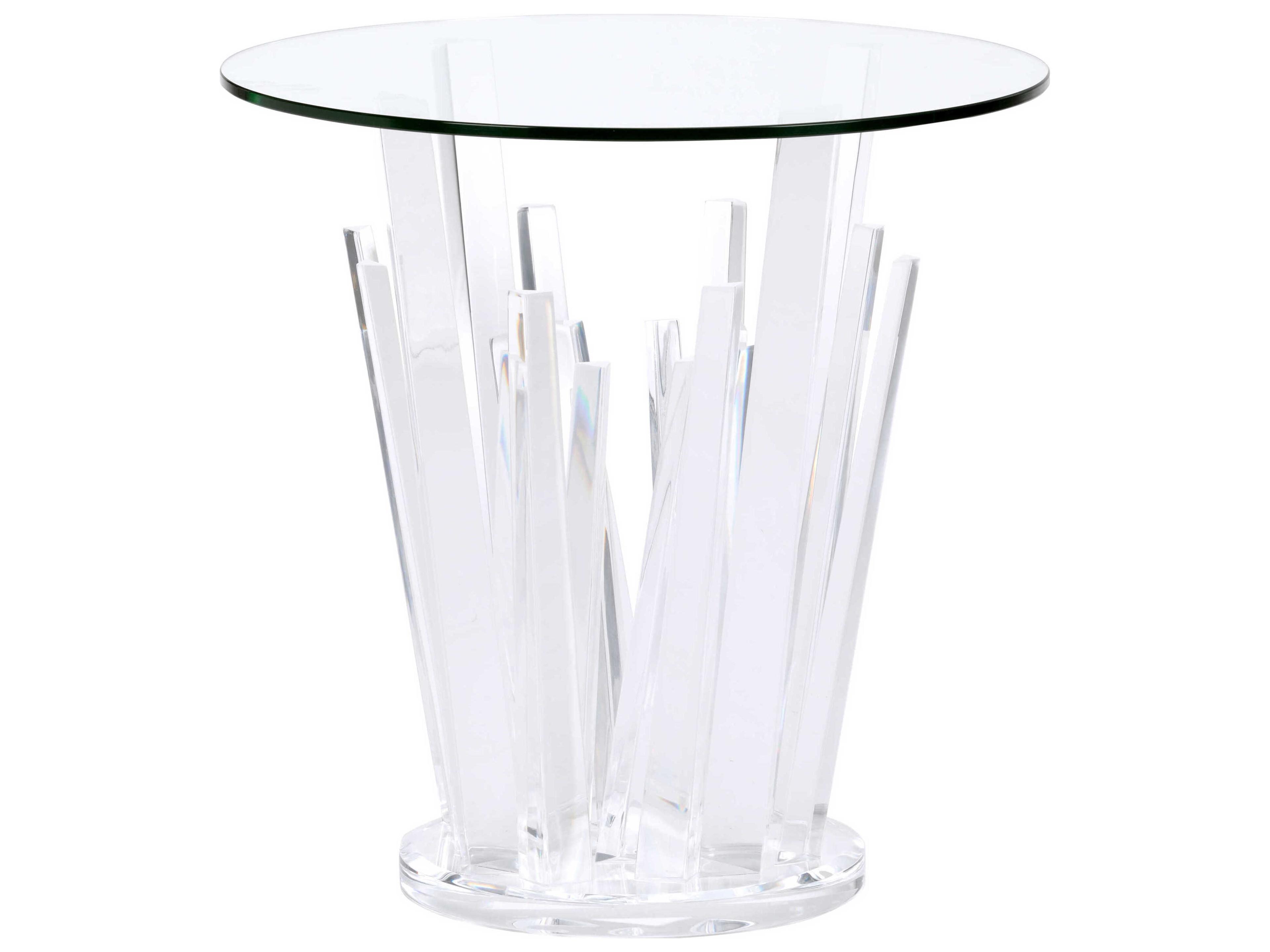 Geode Round Glass Clear End Table