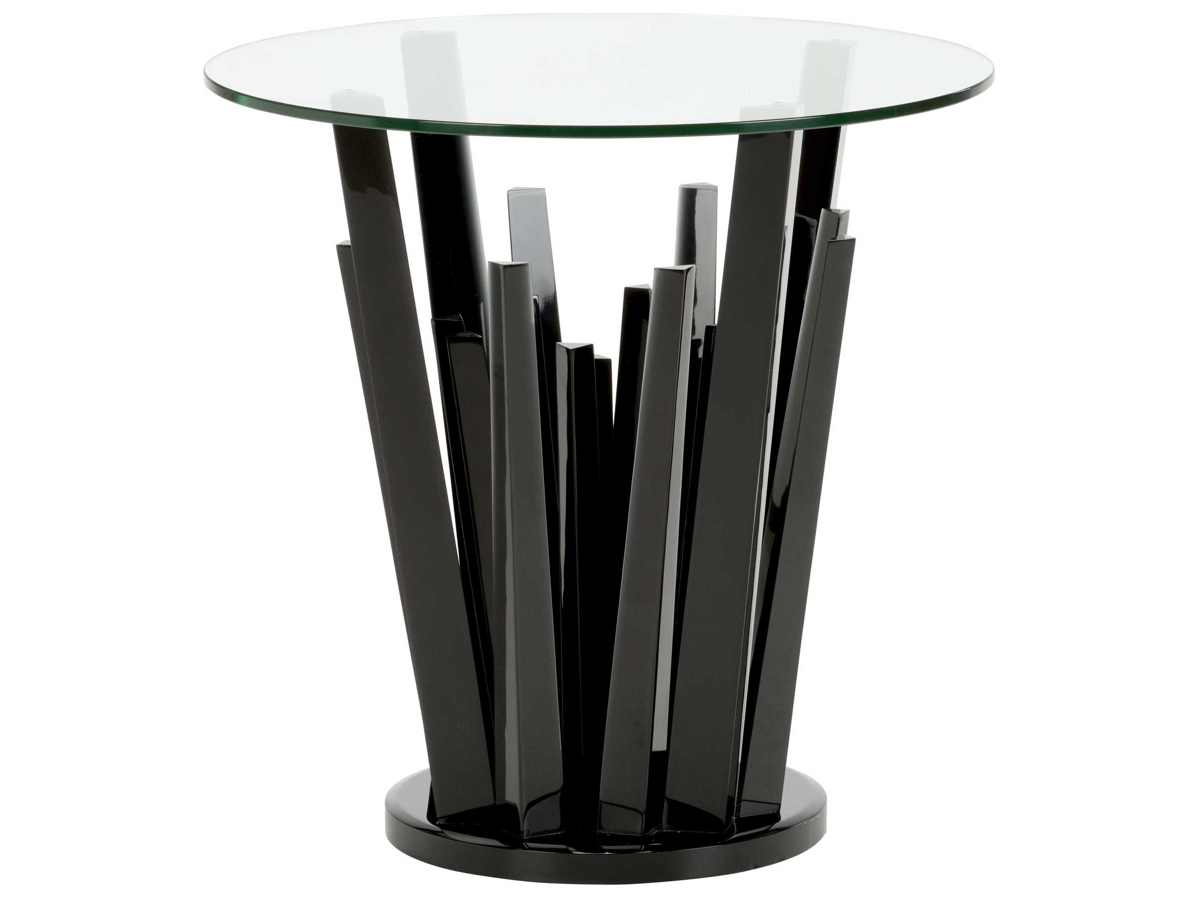 Wildwood Geode Round Glass Black End Table