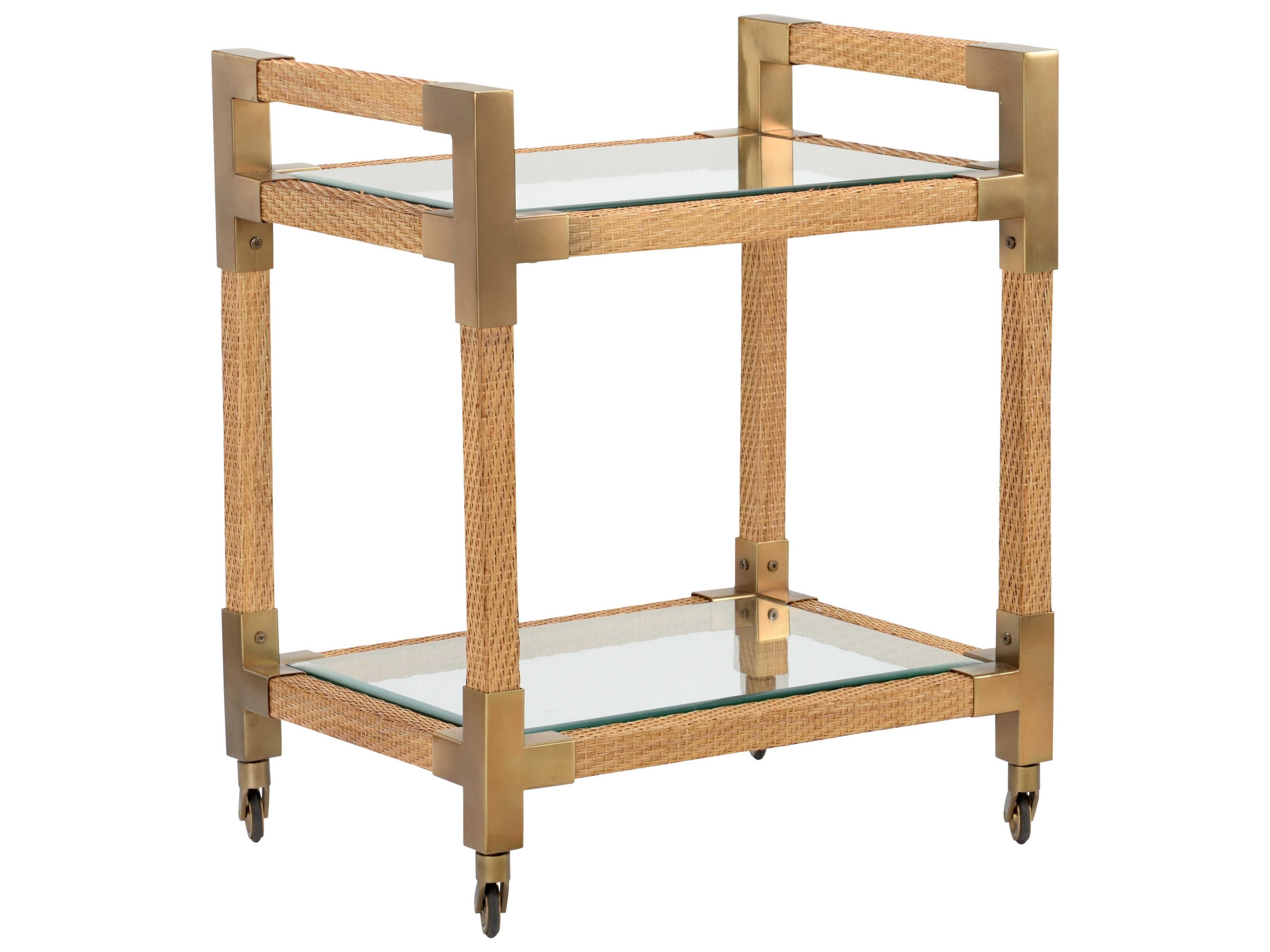 Vieux Carre Glass Brown Natural Bar Cart