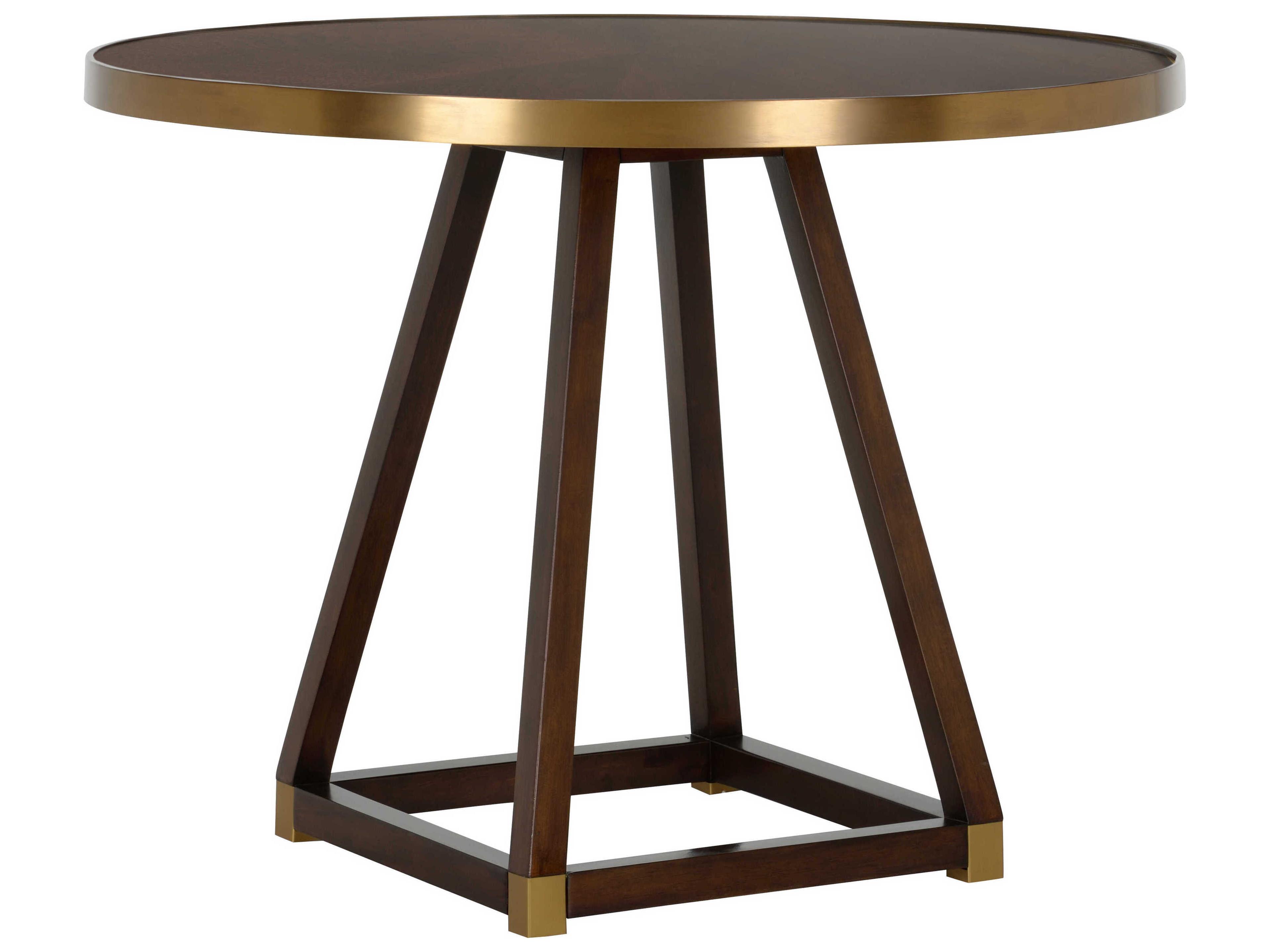 Renzo Round Wood Brown Antique Brass End Table