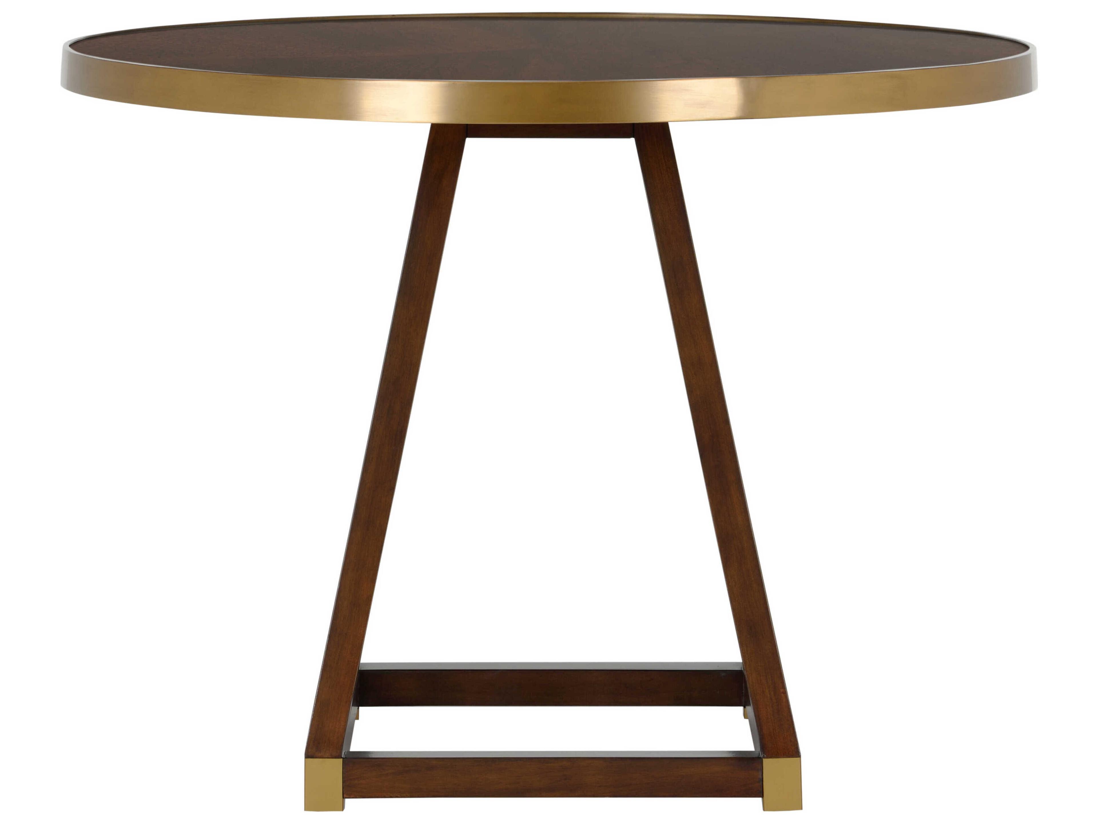 Wildwood Renzo Round Wood Brown Antique Brass End Table