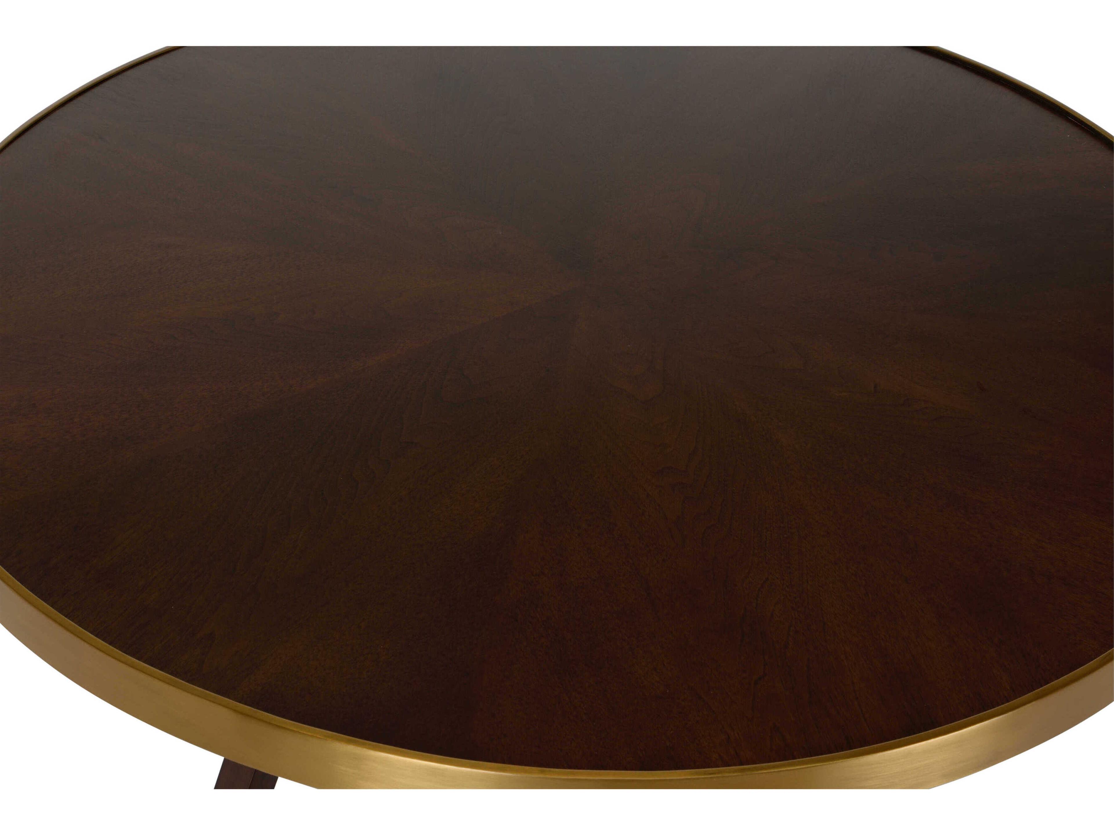 Wildwood Renzo Round Wood Brown Antique Brass End Table