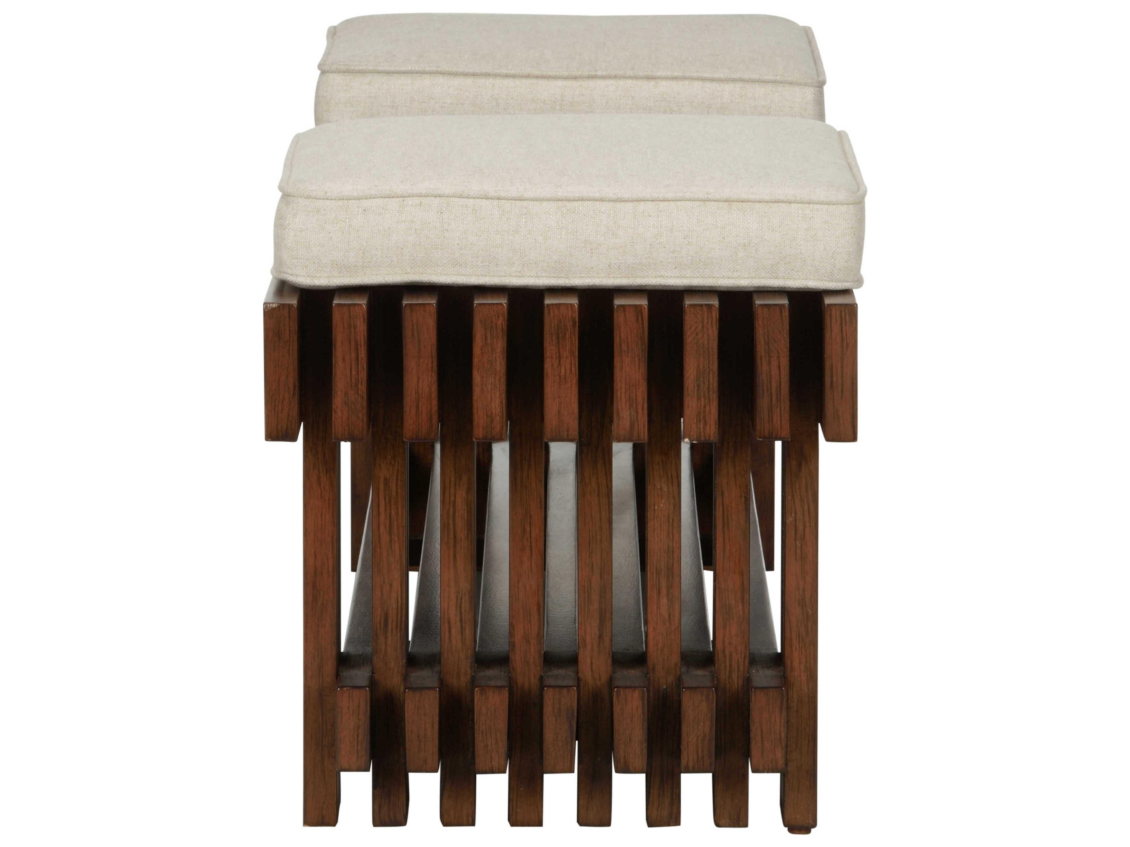 Wildwood Maki Walnut Natural Brown Upholstered Accent Bench