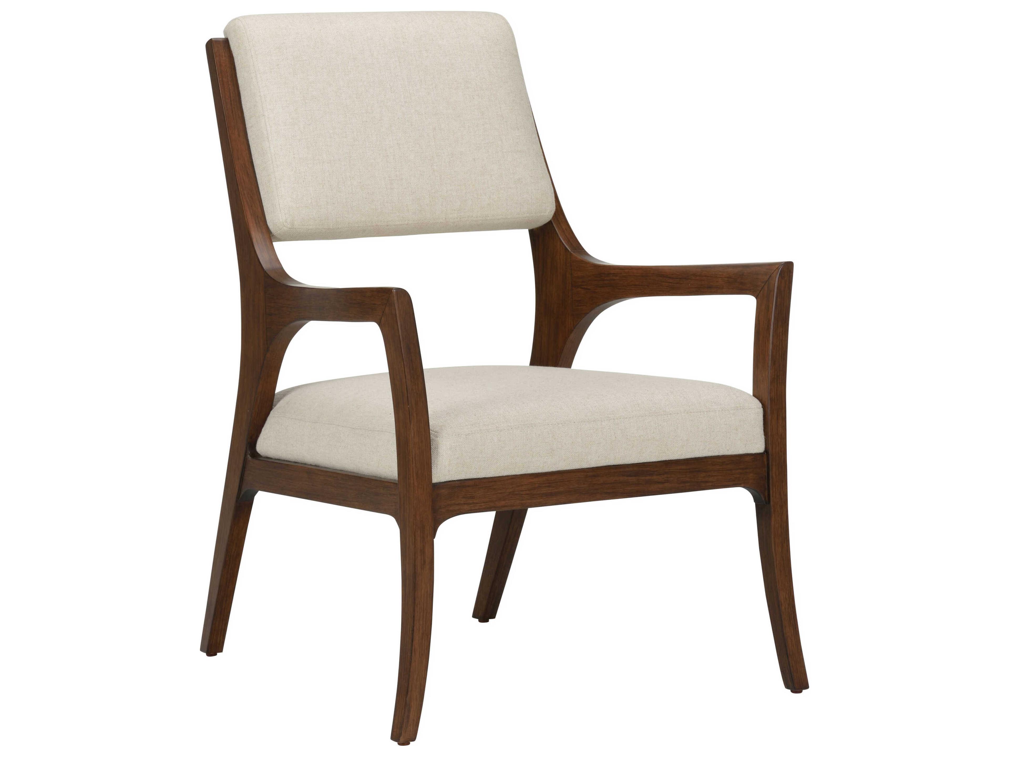 Eichler Rubberwood White Upholstered Arm Dining Chair