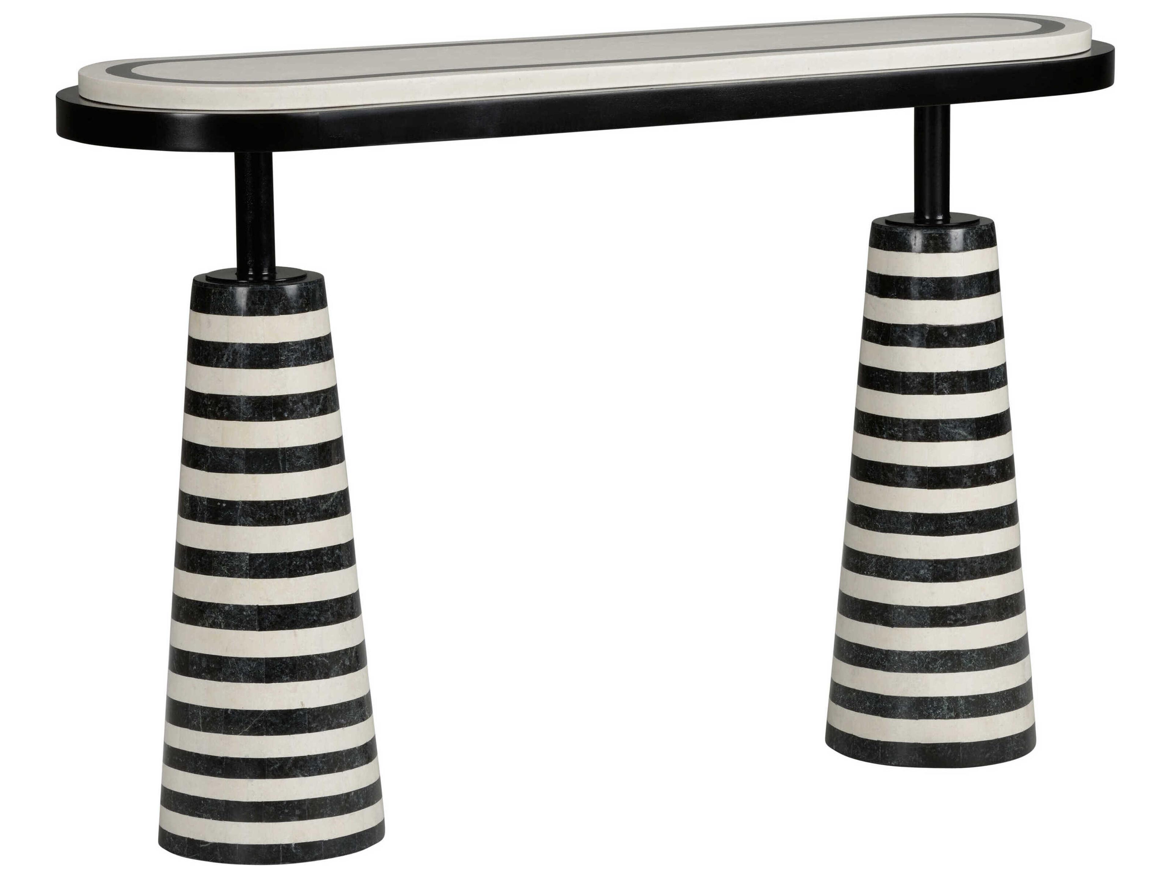 Memphis Milano Oval Natural Black White Console Table