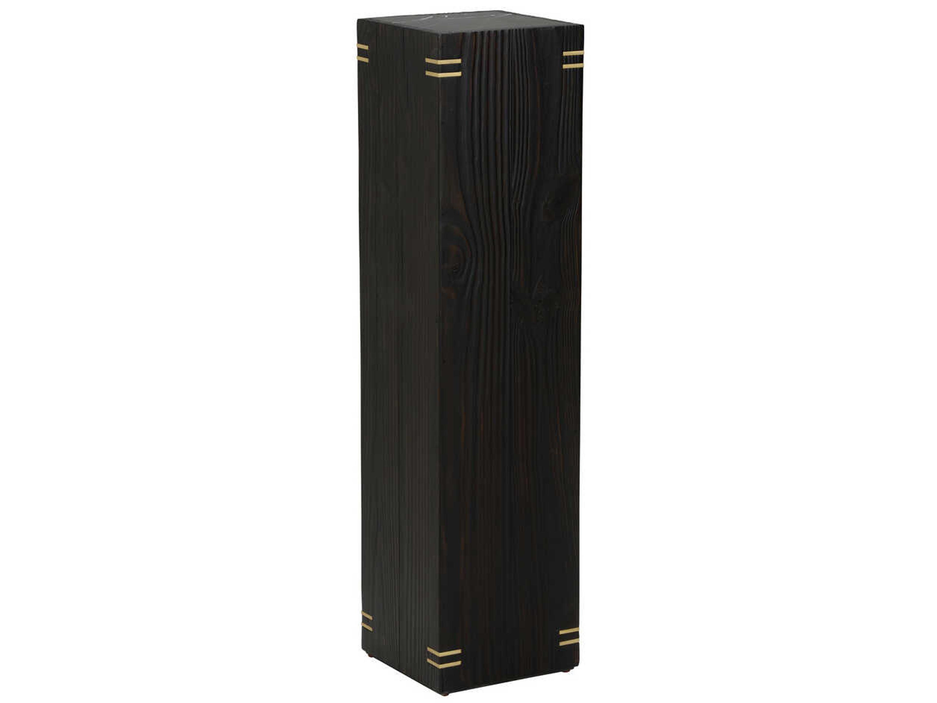 Shiga Shou Sugi Ban Square Natural Black Antique Brass End Table