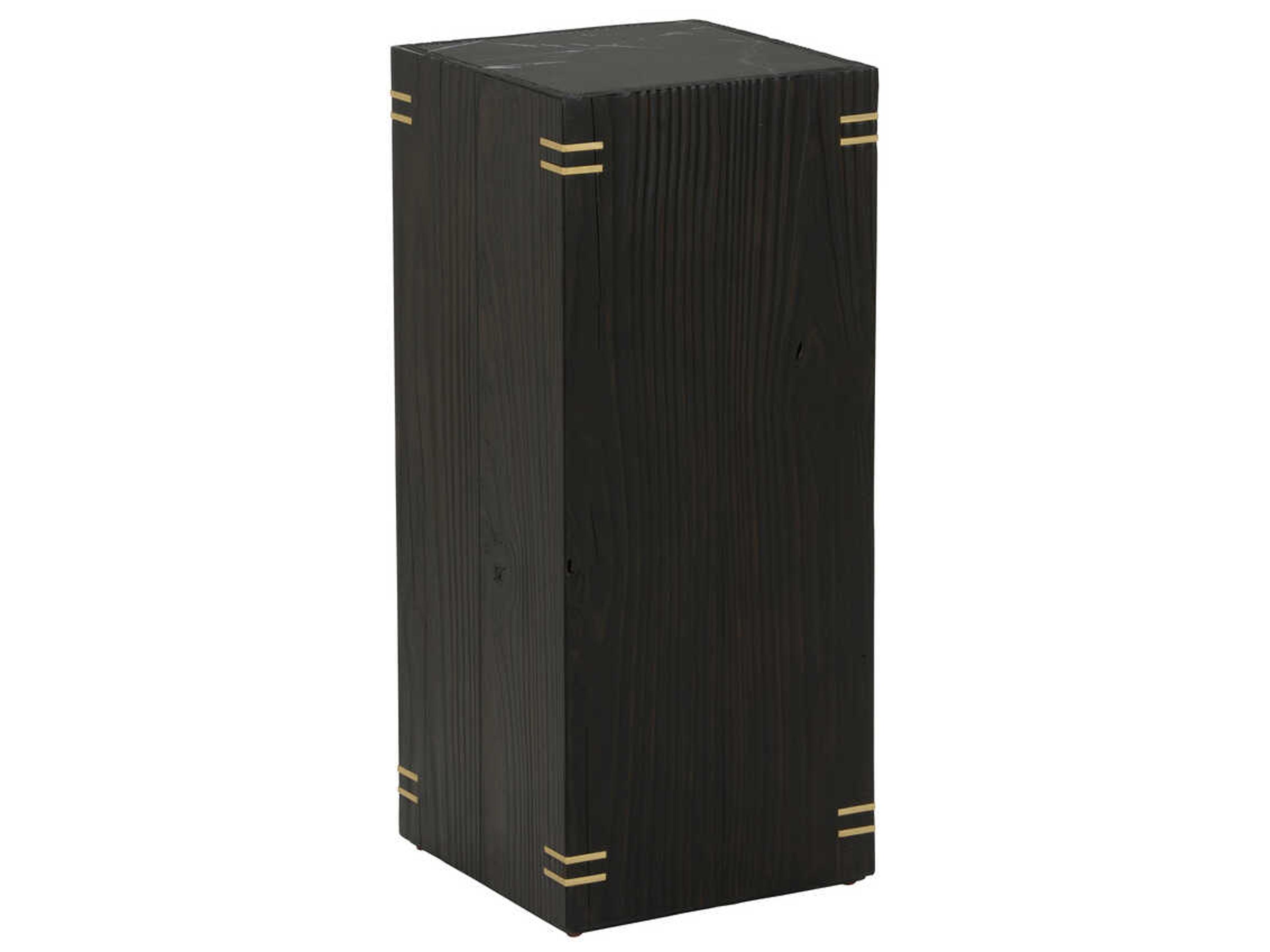 Shiga Shou Sugi Ban Square Natural Black Antique Brass End Table