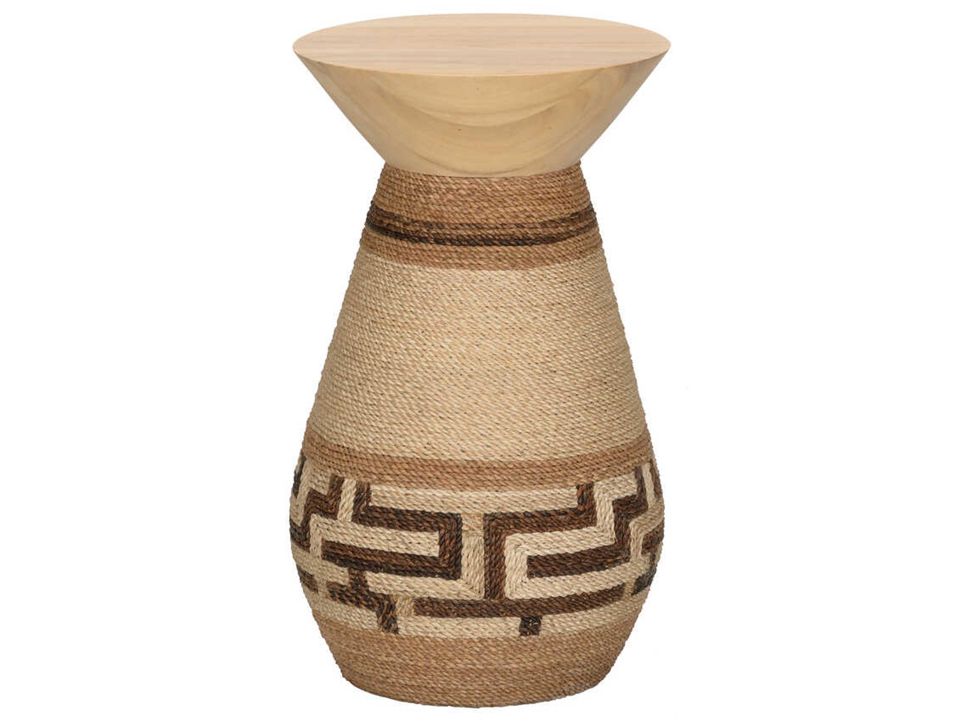 Calusa Round Wood Brown End Table