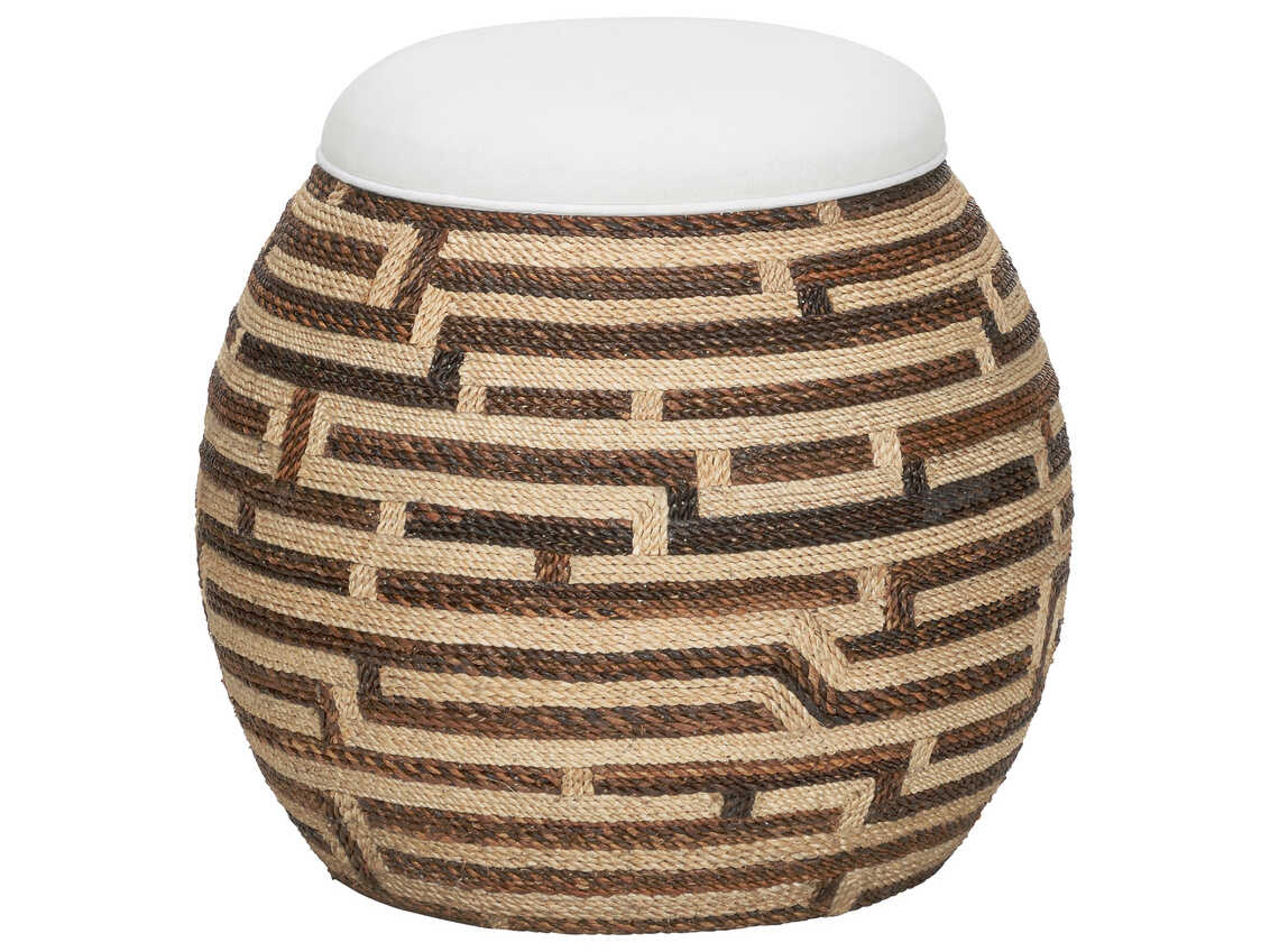 Calusa Brown Upholstered Accent Stool