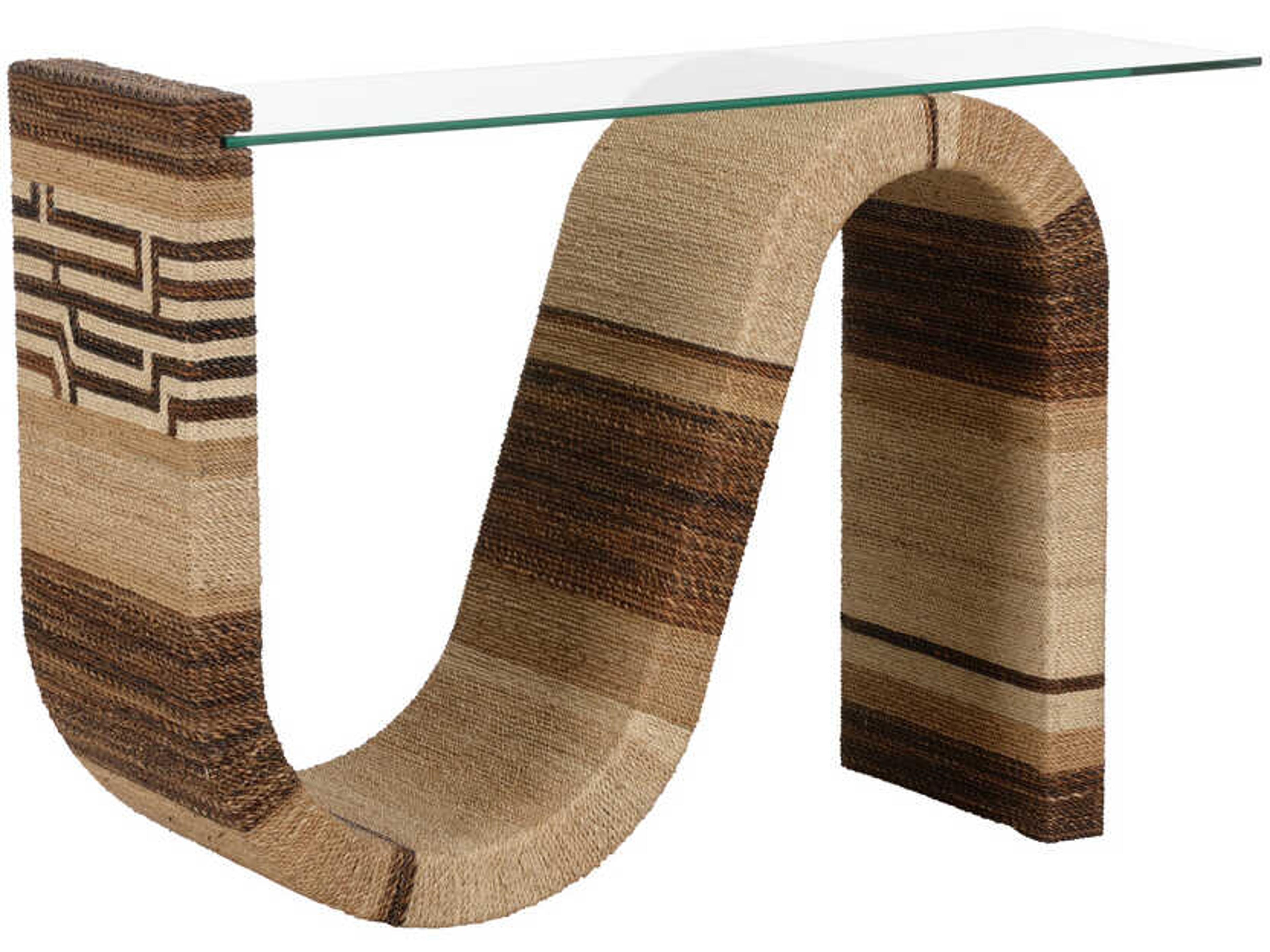 Calusa Rectangular Glass Brown Console Table