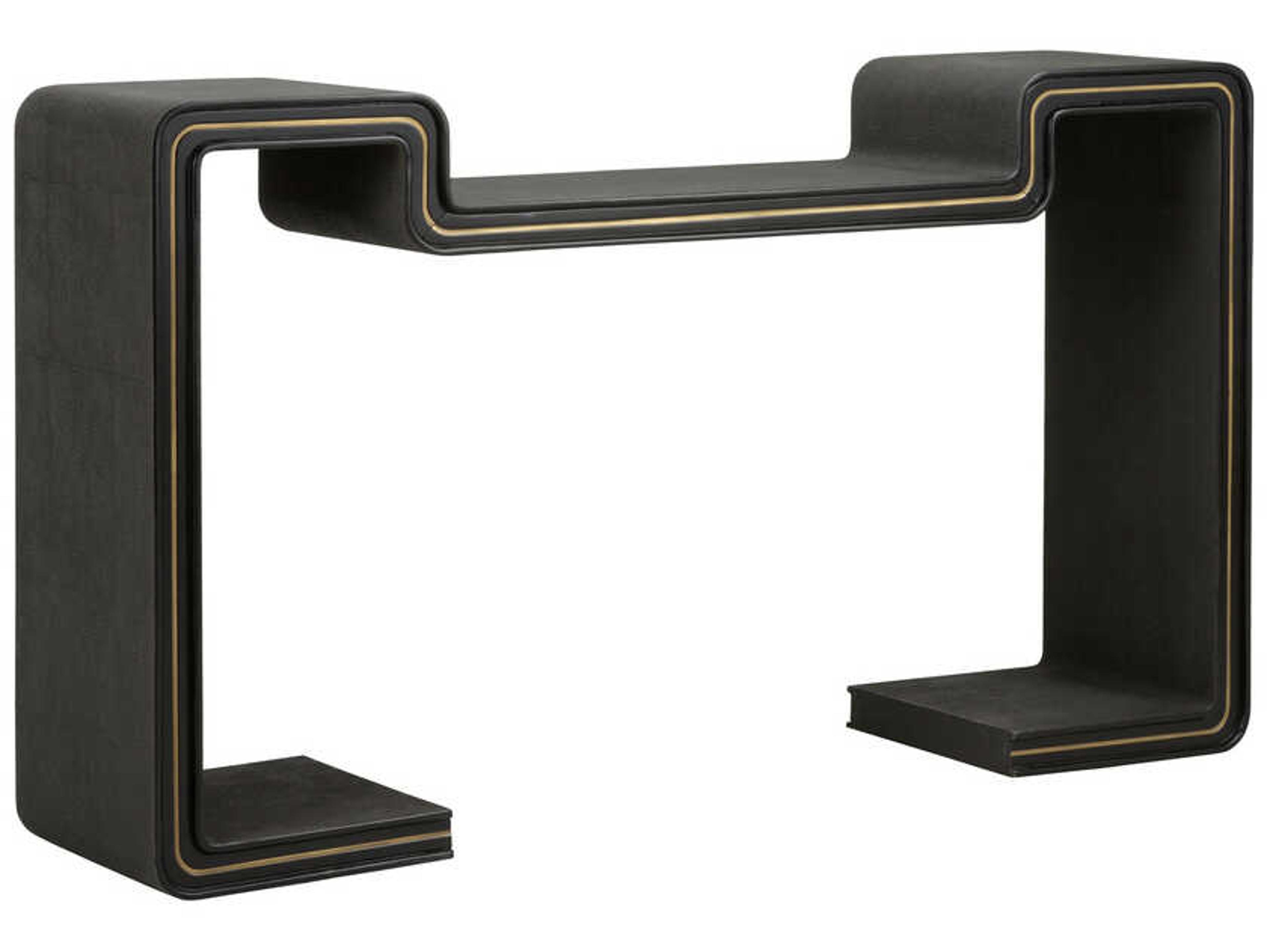 Ottawa Rectangular Wood Black Gold Console Table