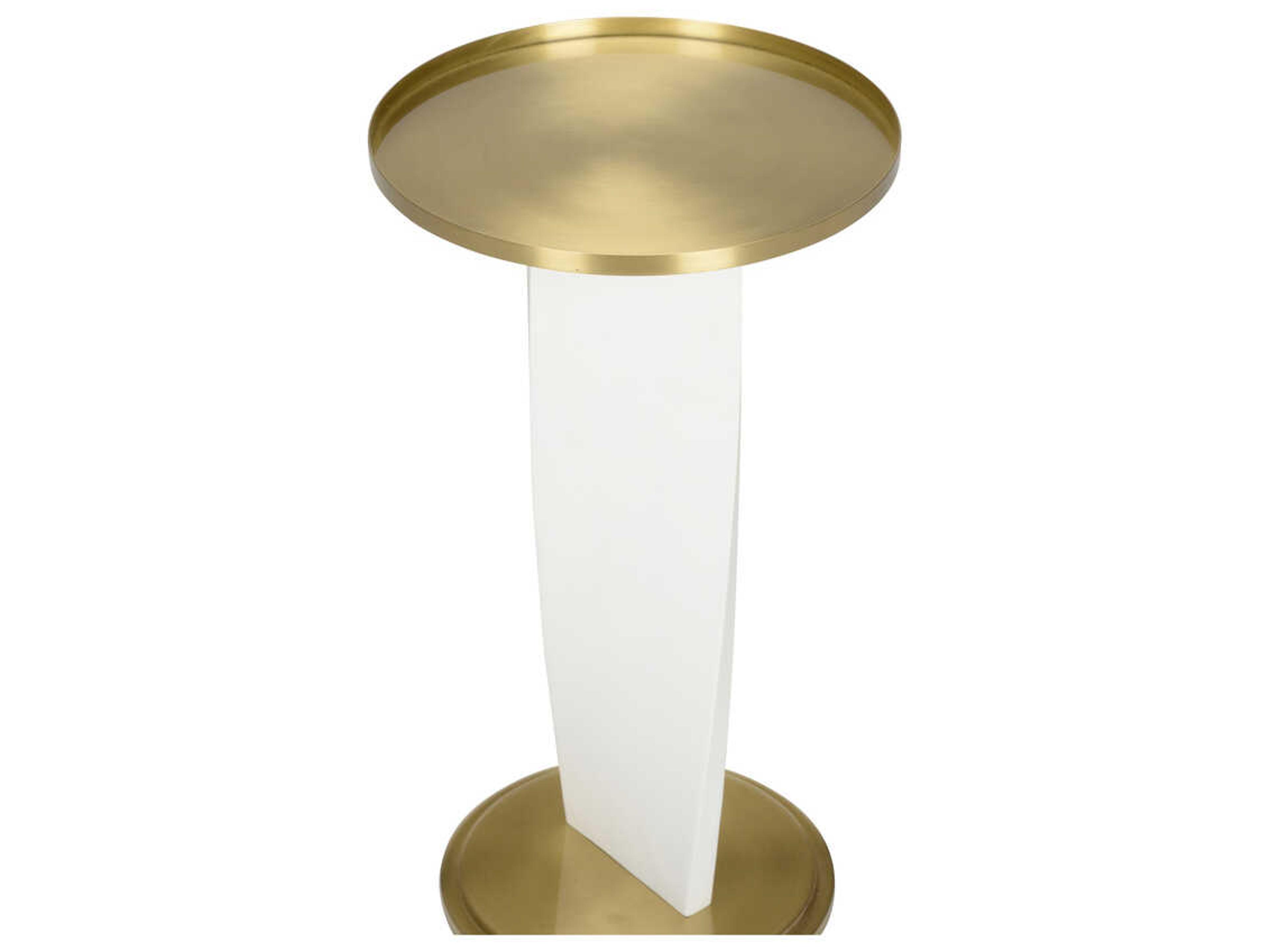 Wildwood Elin Round Metal Matte White Brass End Table