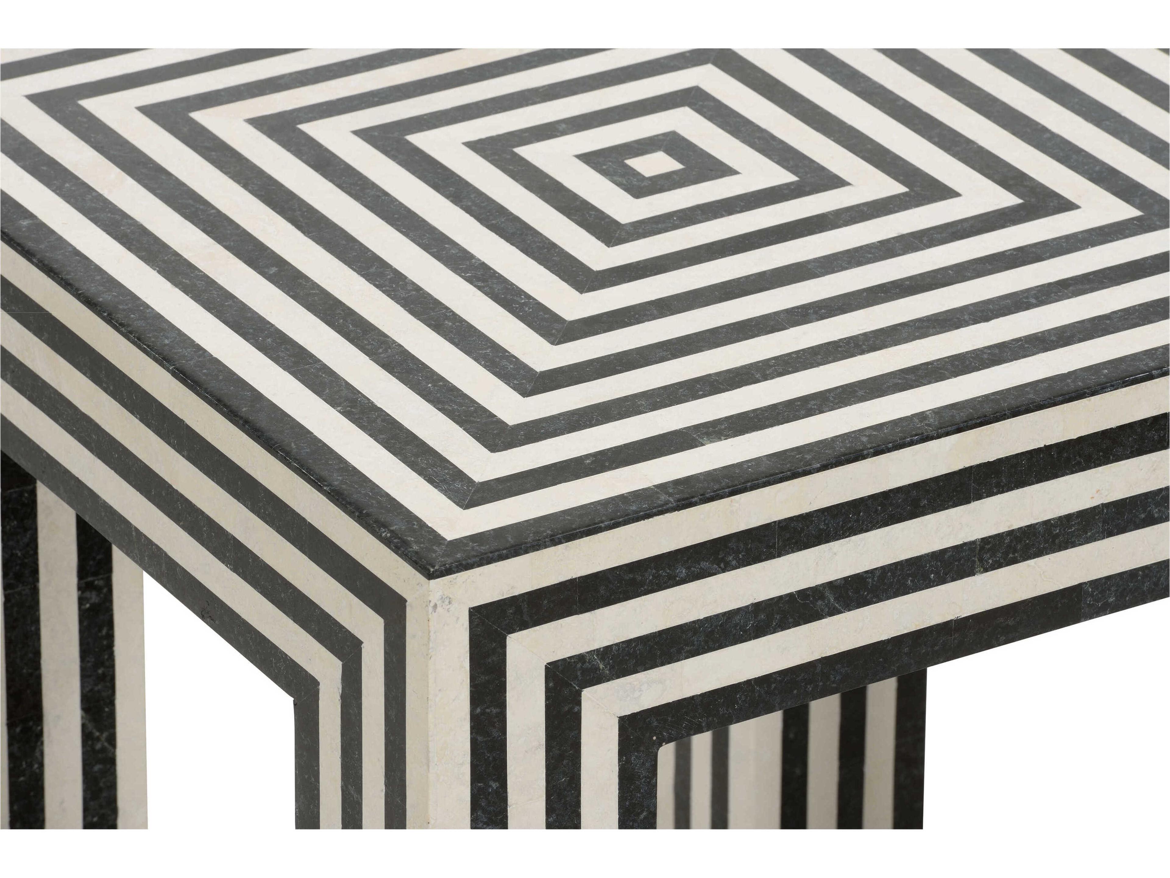 Wildwood Positano Square Stone Natural Black White End Table
