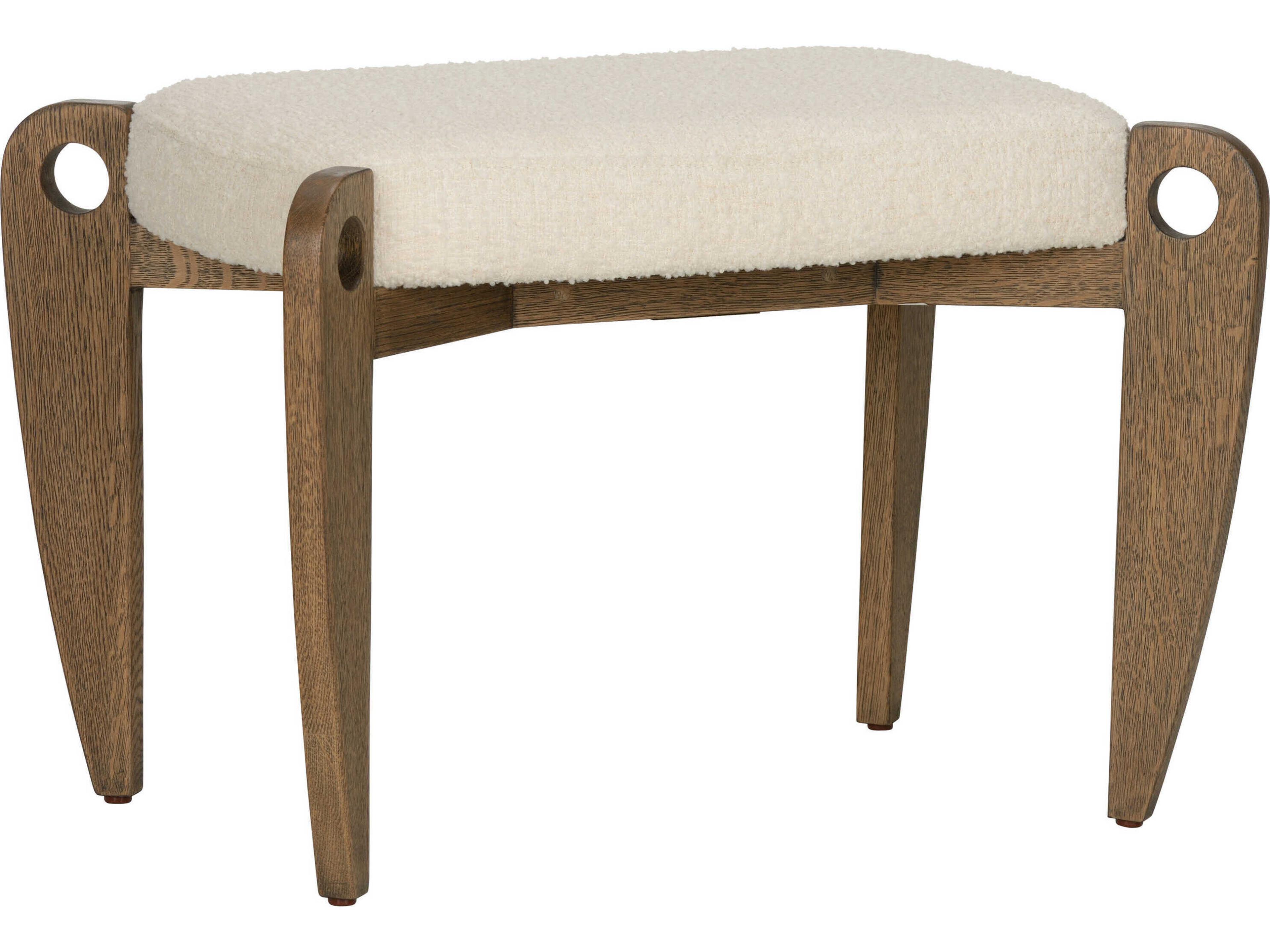Eyelet Driftwood Brown Upholstered Accent Stool