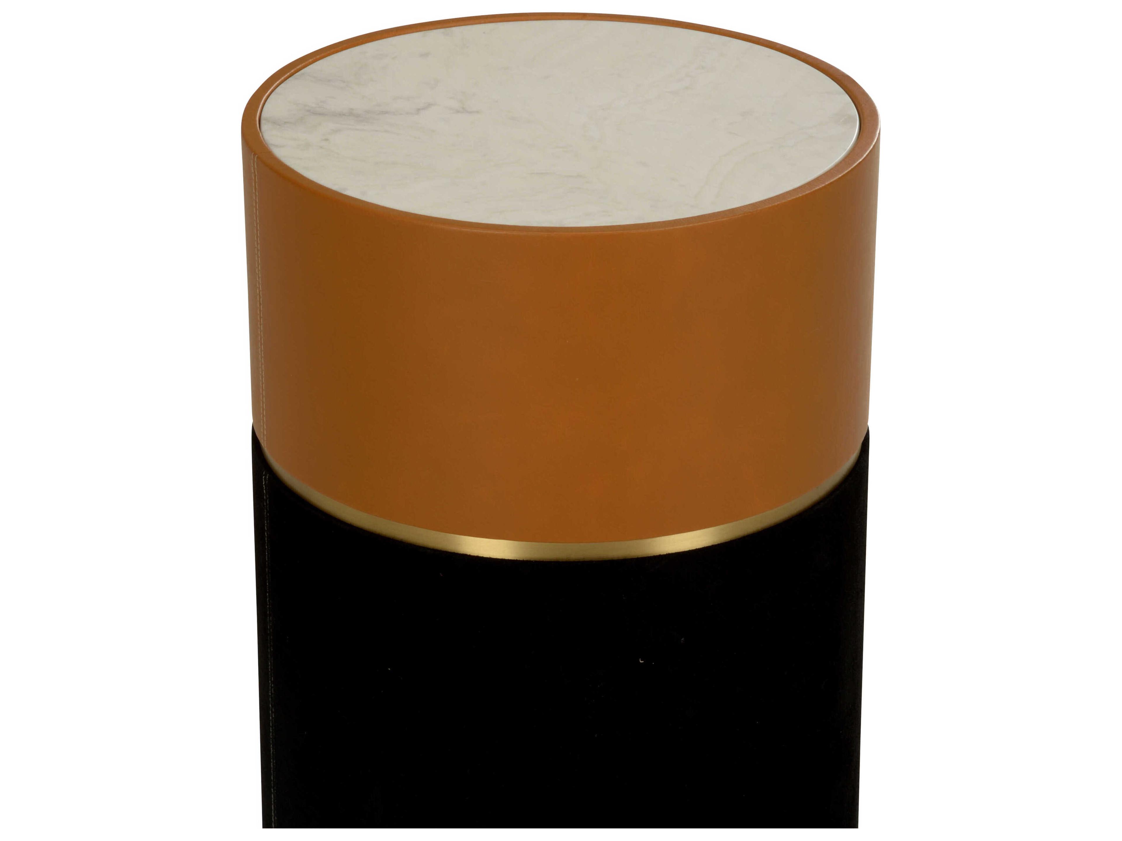 Wildwood Casey Round Marble Natural White Antique Brass End Table