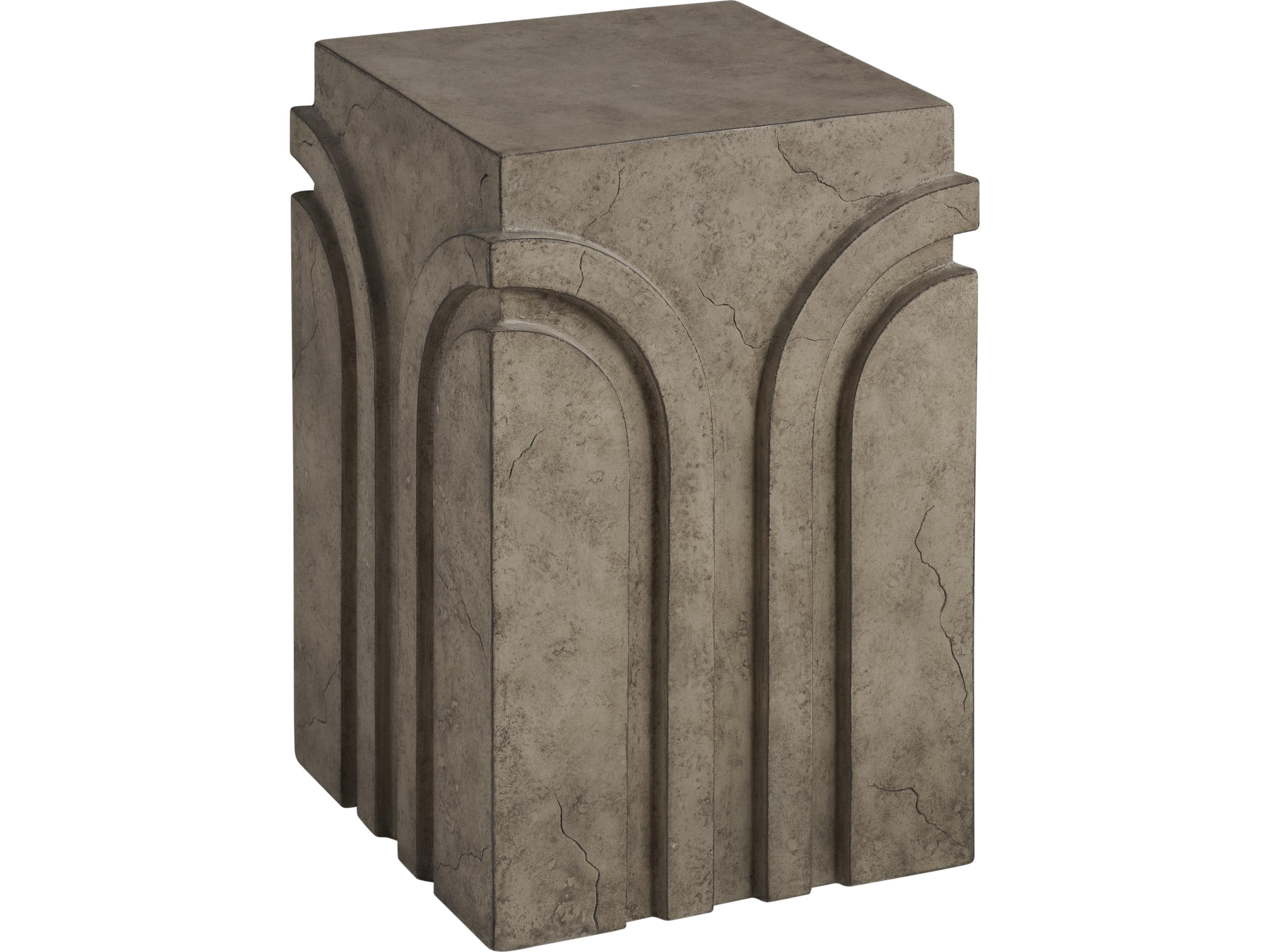 Square Concrete Aged White End Table