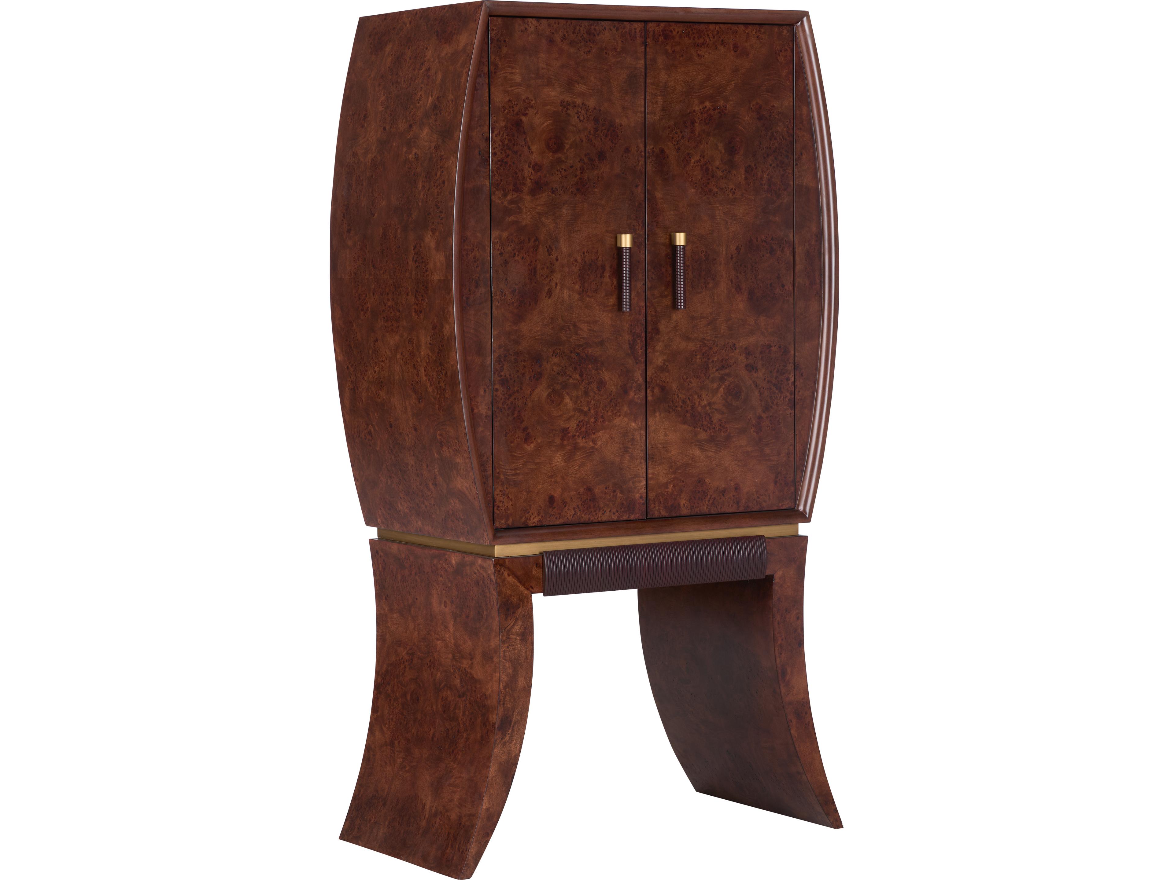 Wood Brown Burl Clear Plain Bar Cart